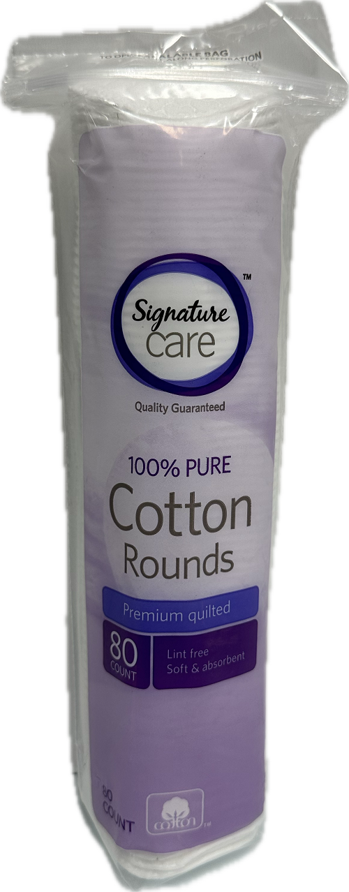 Signature Care Cotton Rounds 80ct Wholesale Pack