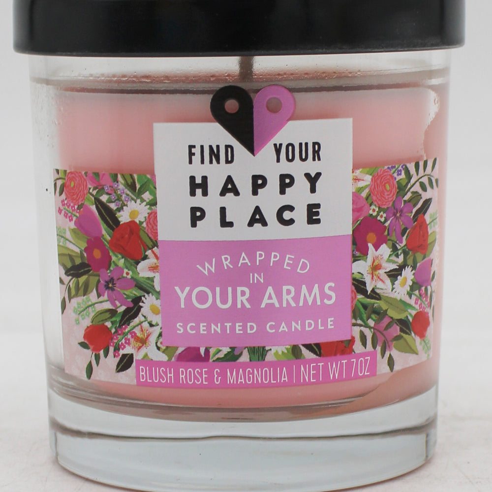 FIND YOUR HAPPY PLACE CANDLE WRAPPED IN YOUR ARMS 7oz