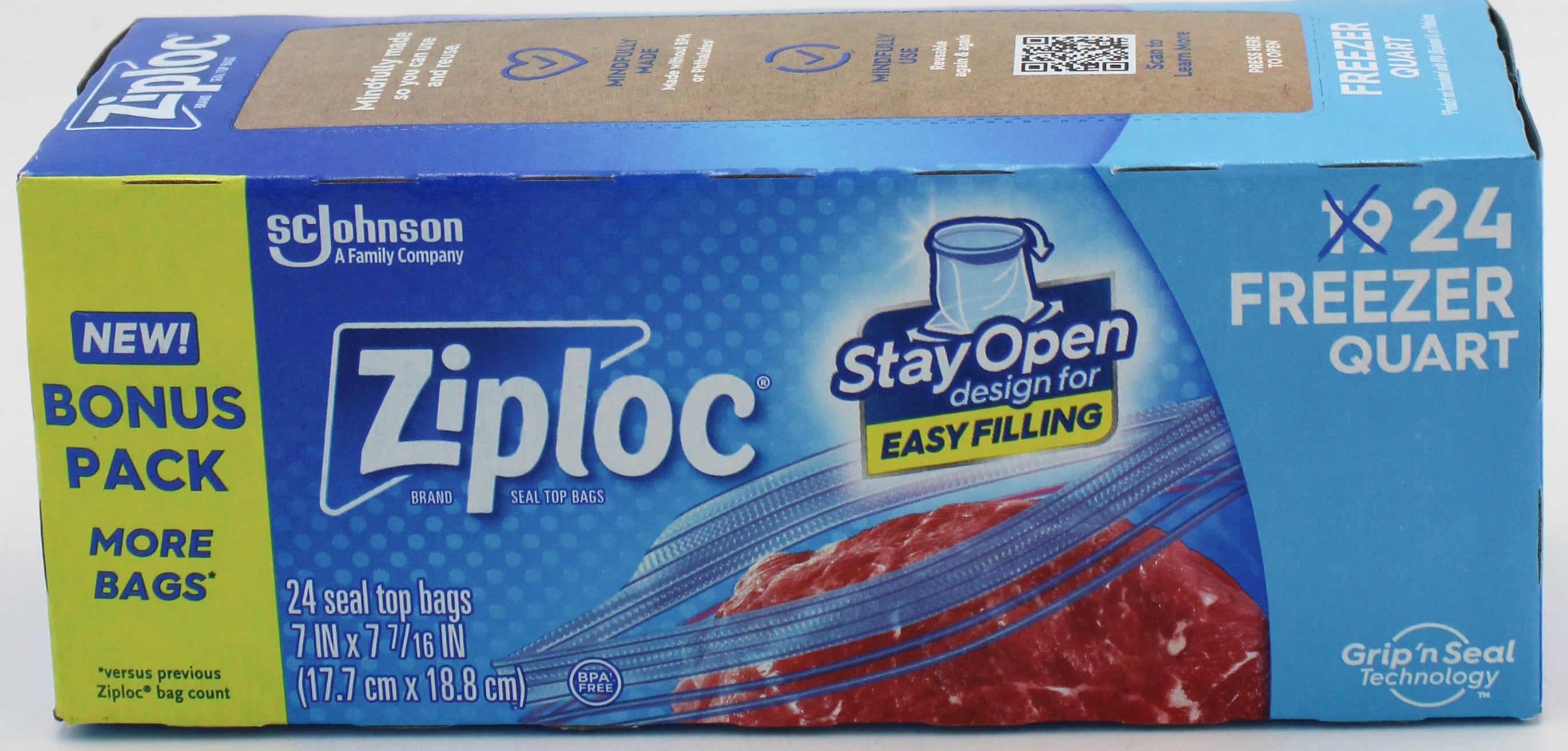 SP ZIPLOC BAG FREEZER 24CT QUART