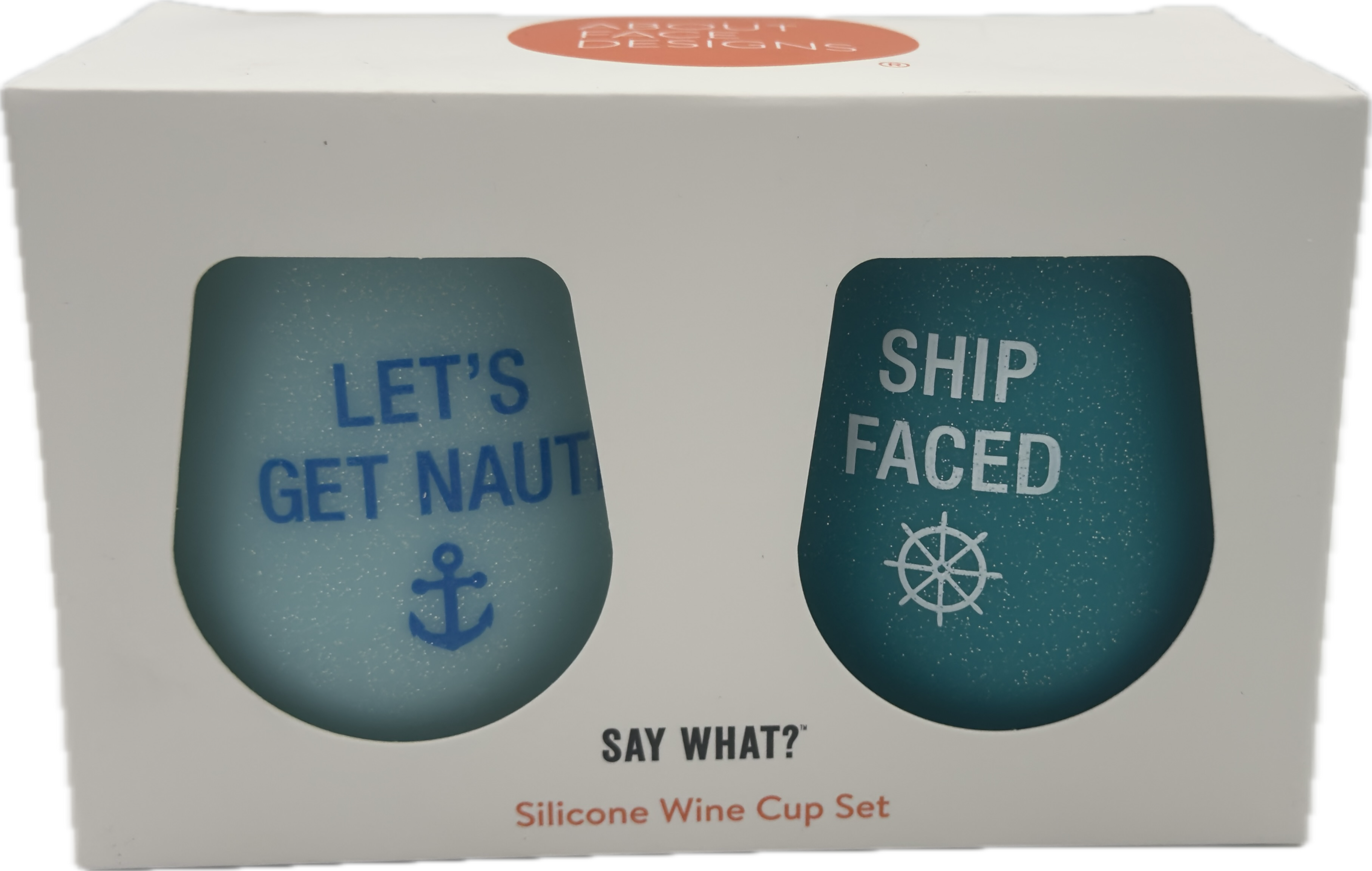 NAUTICAL SILICONE WINE CUP 2PC SET 12.5OZ