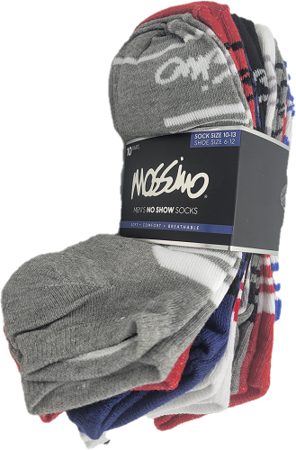 MOSSIMO 10 PAIRS MENS NO SHOW SOCKS SIZE 10-13 ASSORTED PP$26,