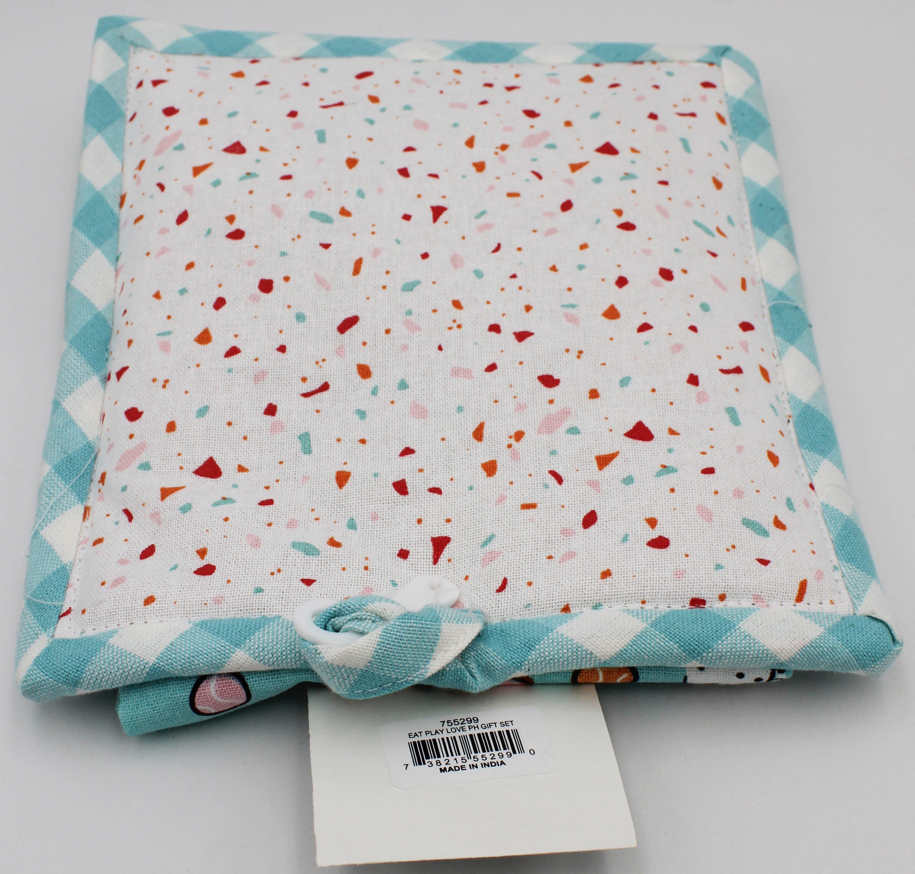 2PC GIFT SET - POTHOLDER AND DISHTOWEL - EAT PLAY LOVE