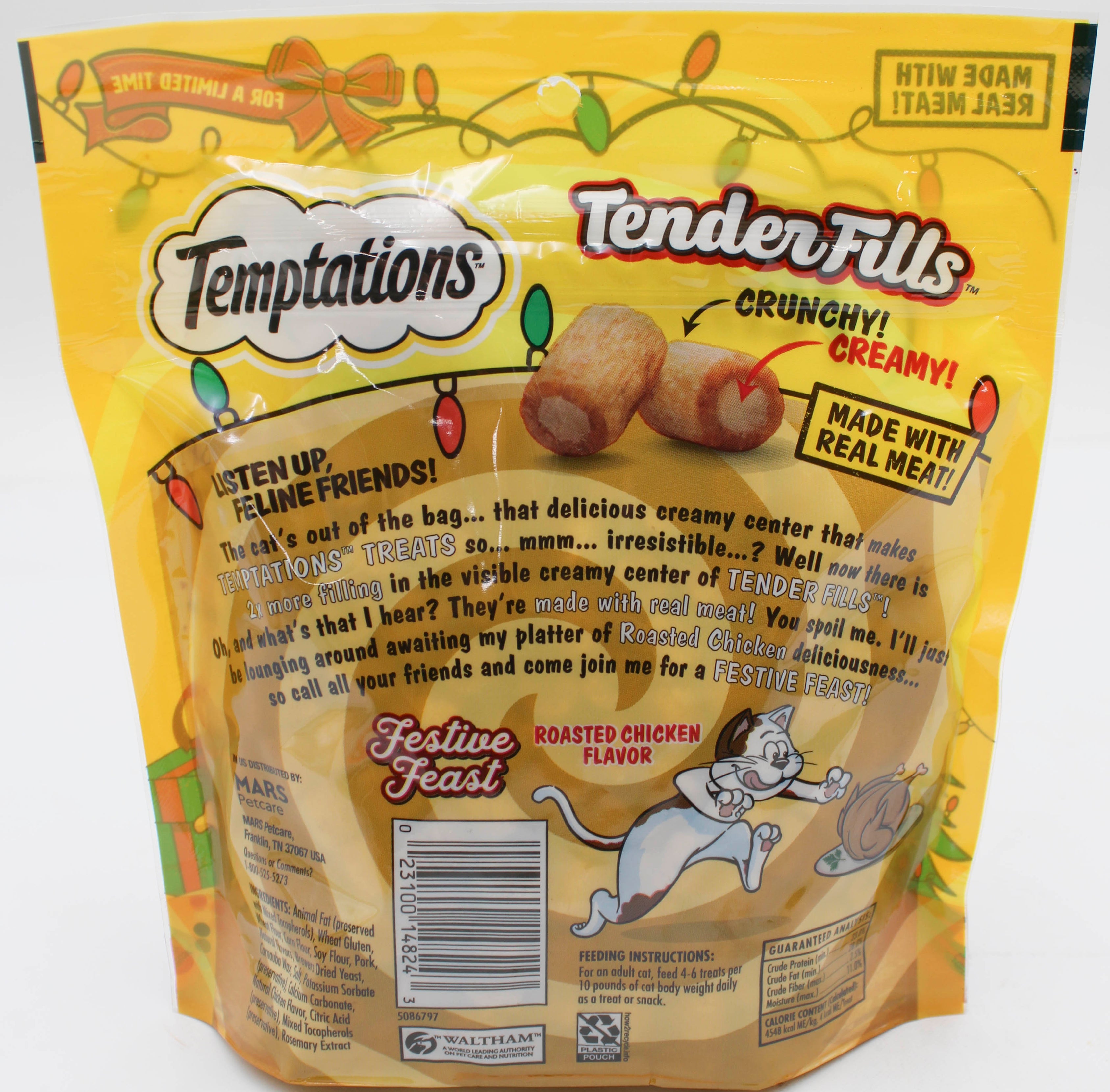 TEMPTATIONS TENDER FILLS FESTIVE FEAST ROASTED CHICKEN FLAVOR CAT TREATS, 11.6 OZ. BB 2/28/2027