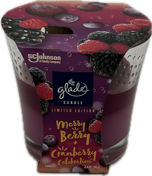 GLADE CANDLE 2 IN 1 MERRY BERRY & CRANBERRY 3.4oz US