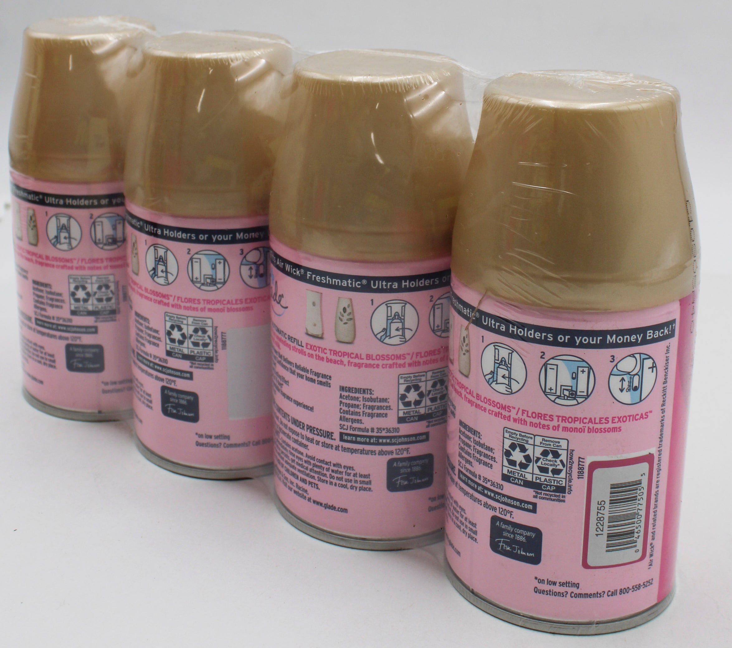 SP GLADE AUTO SPRAY REFILL 4PK 6.2oz EXOTIC TROPICAL BLOSSOMS