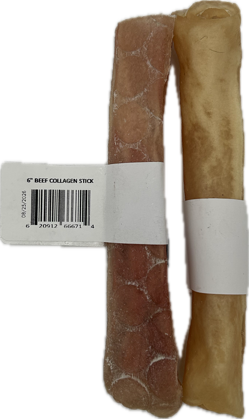 6" BEEF COLLAGEN STICK EXPIRATION DATE: 8/25/2026