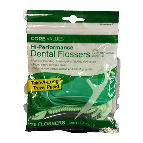 CORE VALUES DENTAL FLOSSERS 36CT-MINT