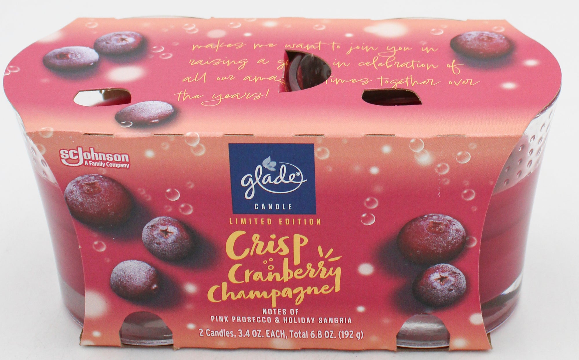 SP GLADE CANDLES 2PK 6.8oz CRISP CRAINBERRY CHAMPAGNE