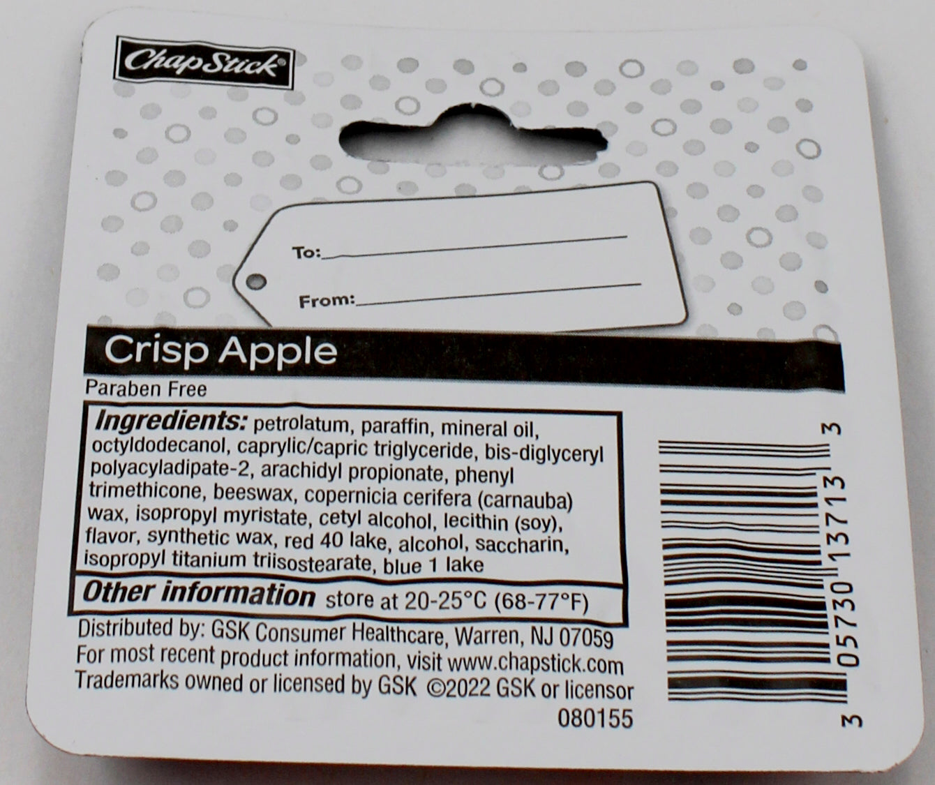 CHAPSTICK CRISP APPLE CARDED .15oz exp 2/28/2028