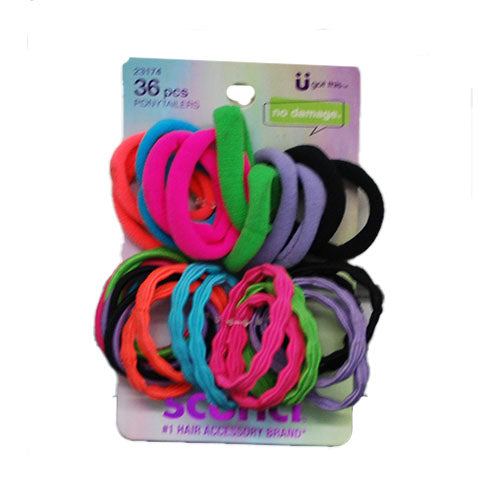 CONAIR SCUNCI SMALL PONY TAIL HOLDERS NEON 36PK NI