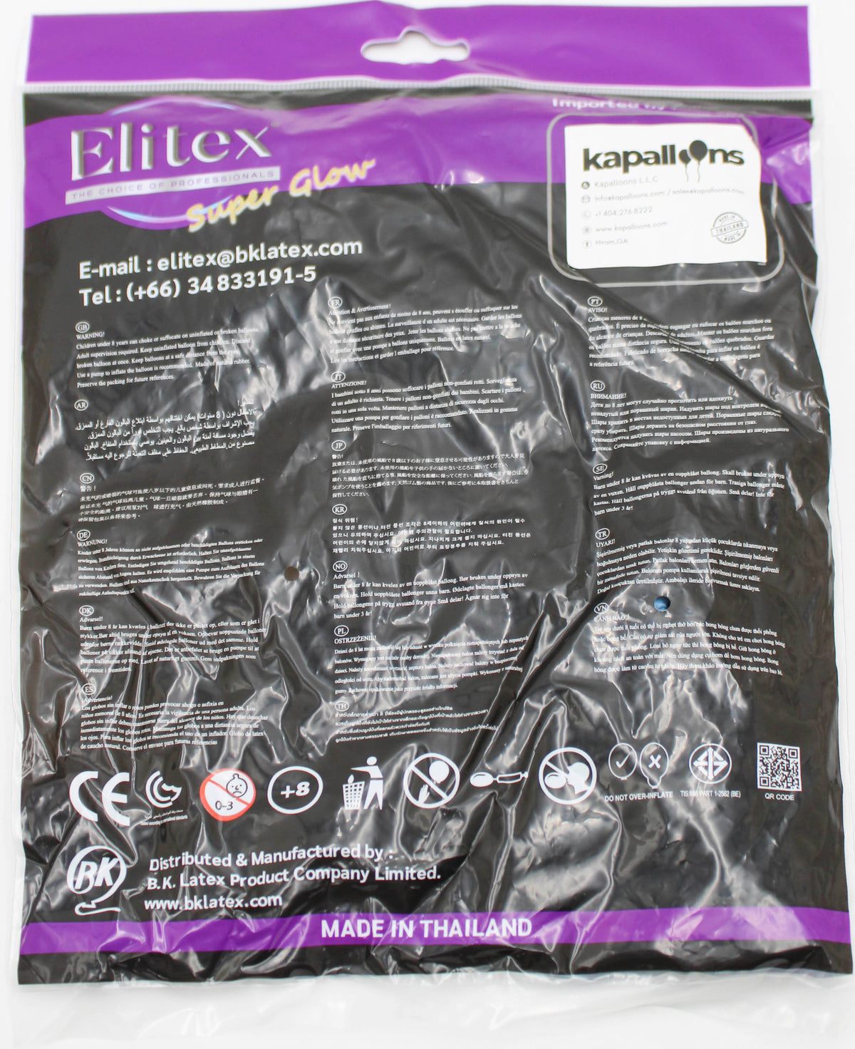 ELITEX 6" SUPERGLOW ASSORTED ROUND BALLOON, 50 PACK