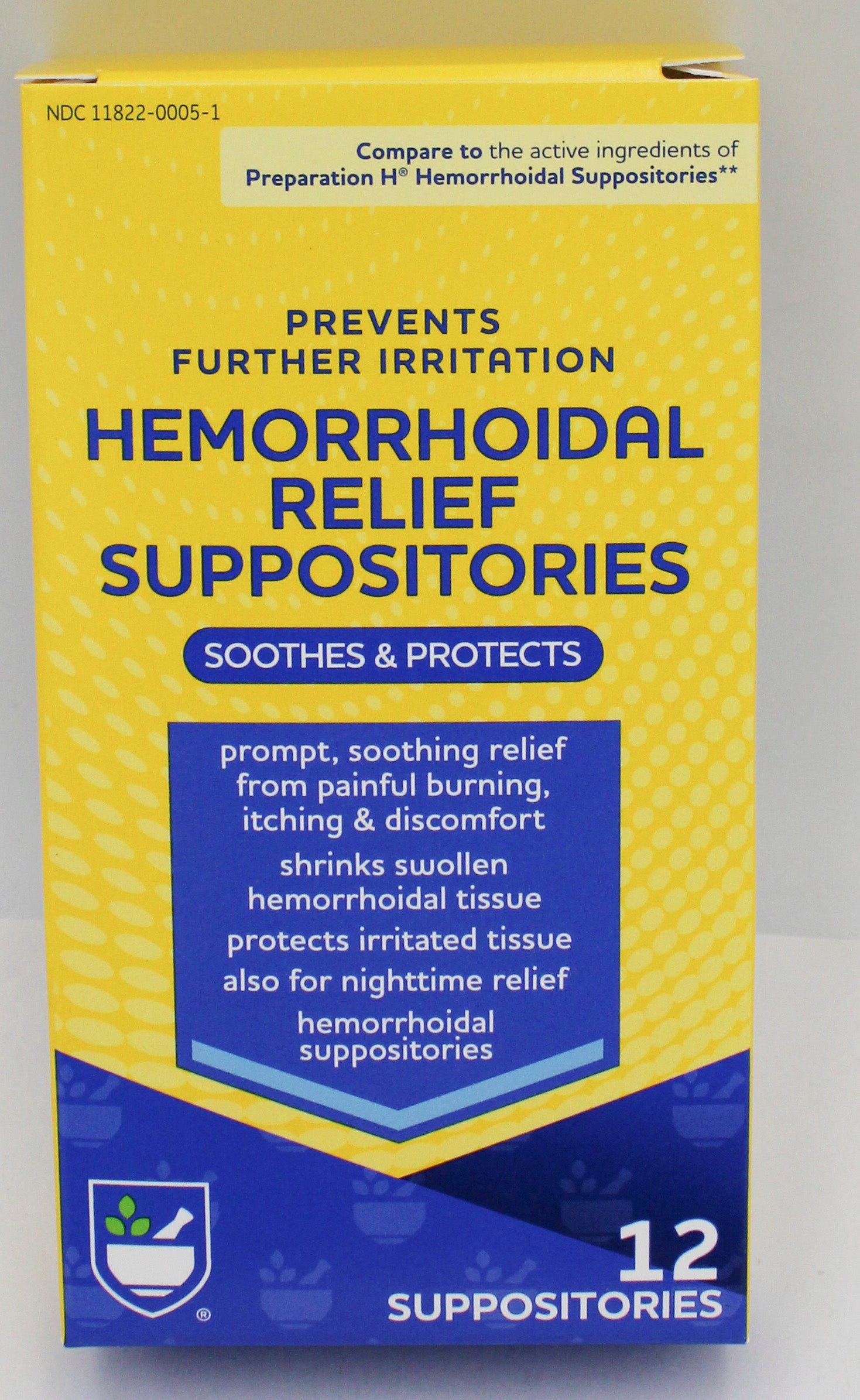 RITE AID HEMORRHOIDAL RELIEF SUPPOSITORIES 12ct EXP 1/31/2027 COMPARES TO Preparation H