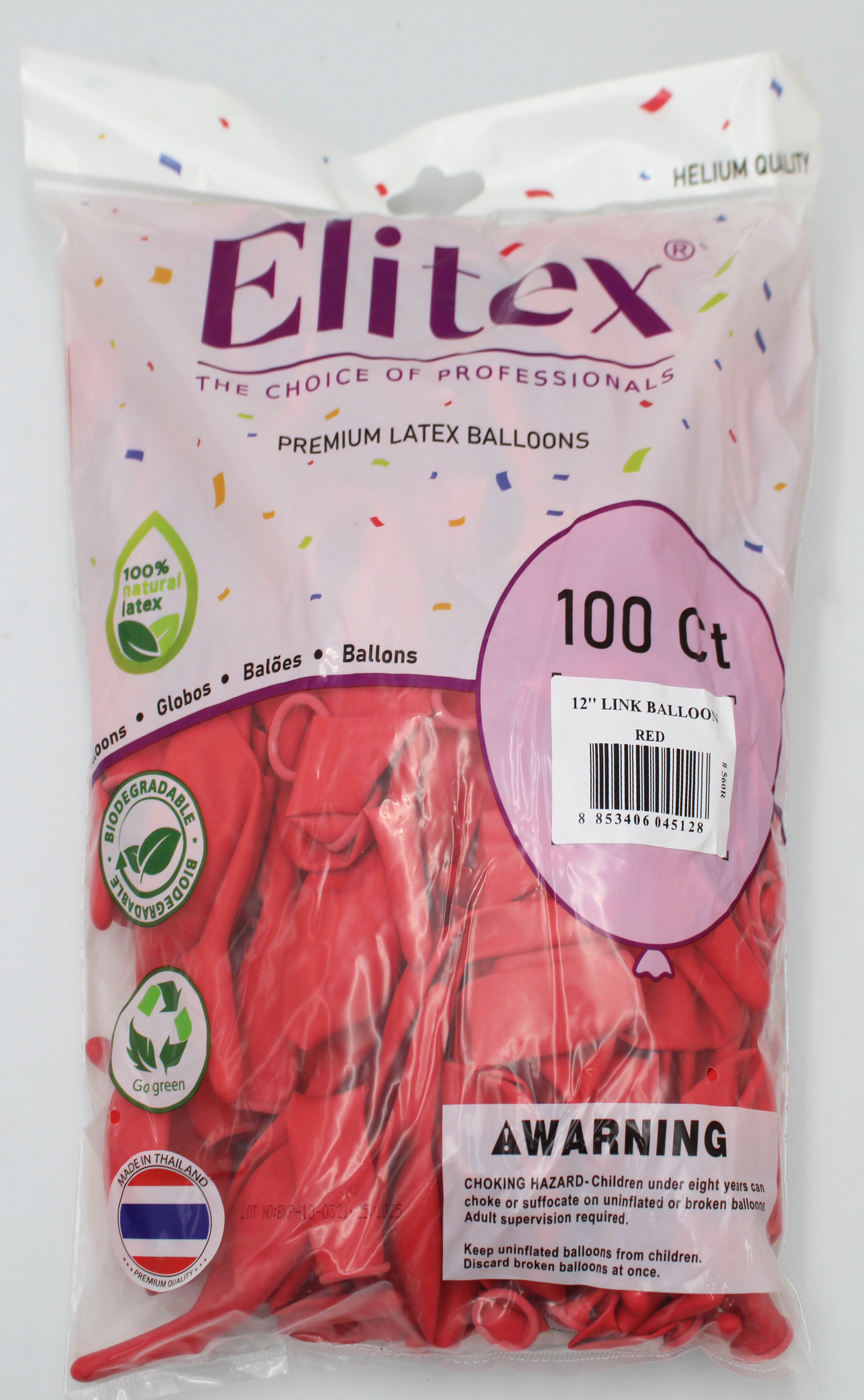 ELITEX 12" RED LINK BALLOON, 100 PACK