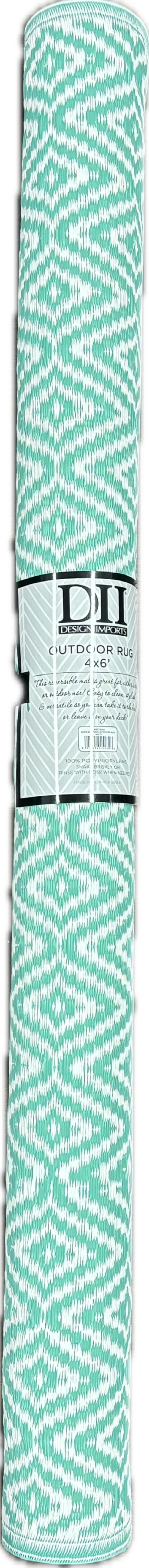 4X6 FT DIAMONDS OUTDOOR RUG - AQUA