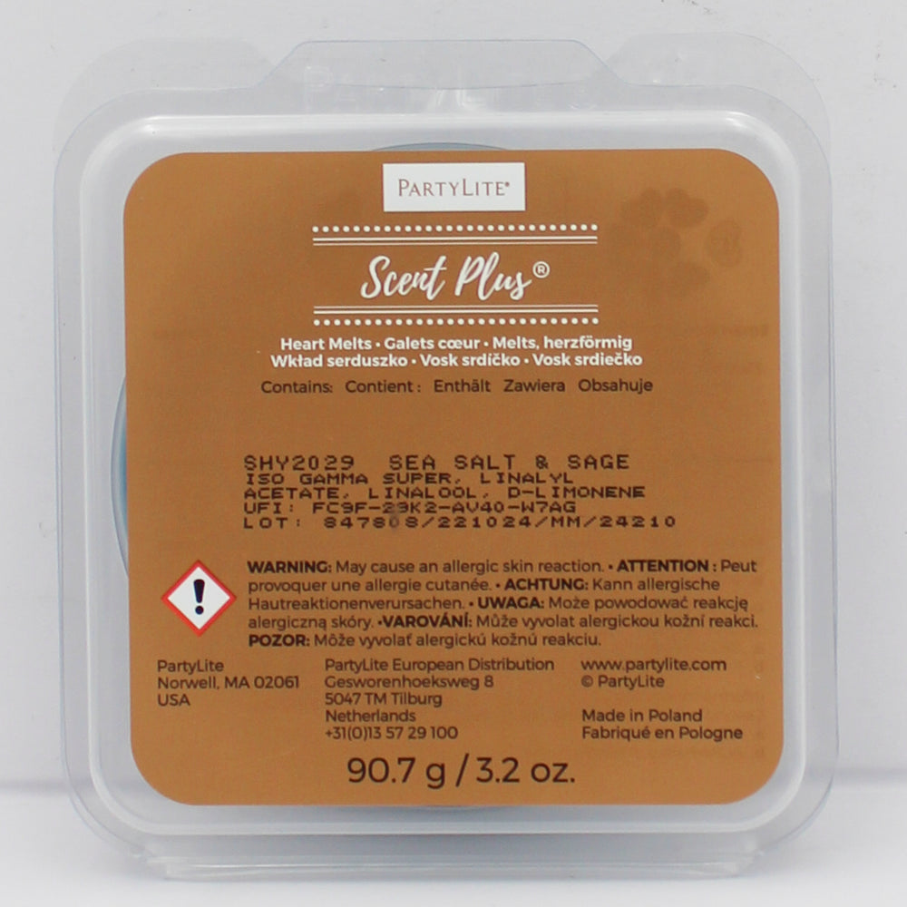 PARTYLITE SEA SALT & SAGE SCENT PLUS HEART MELTS