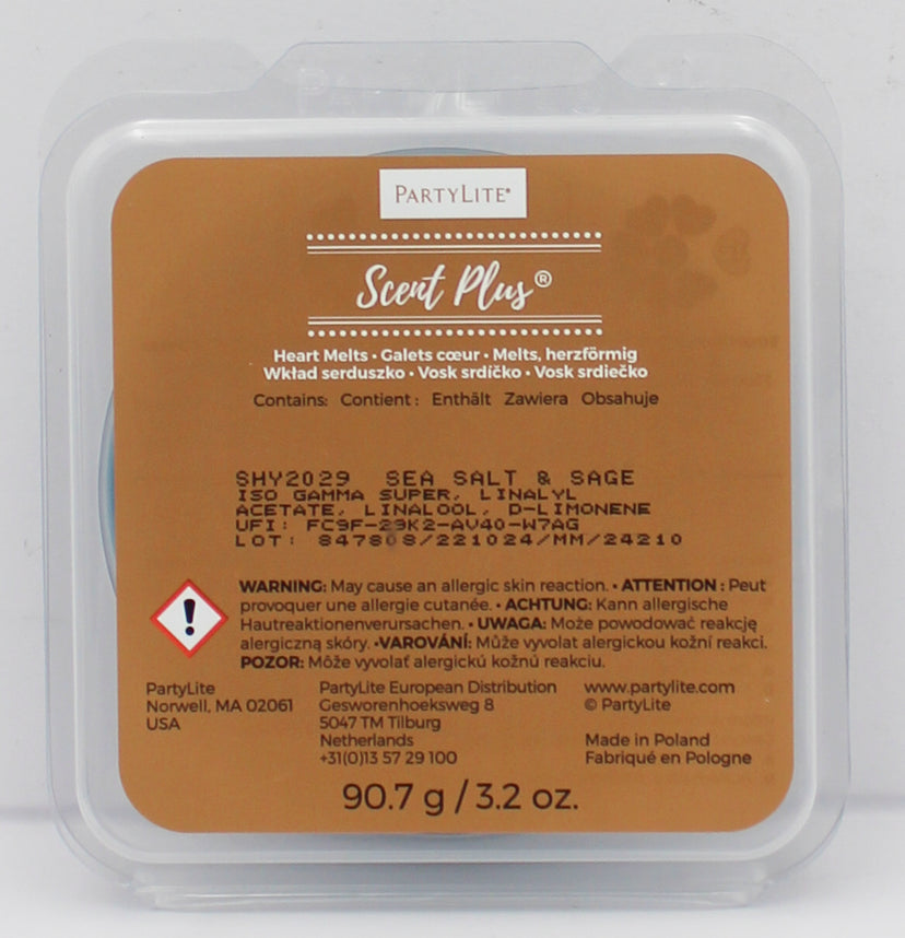 PARTYLITE SEA SALT & SAGE SCENT PLUS HEART MELTS