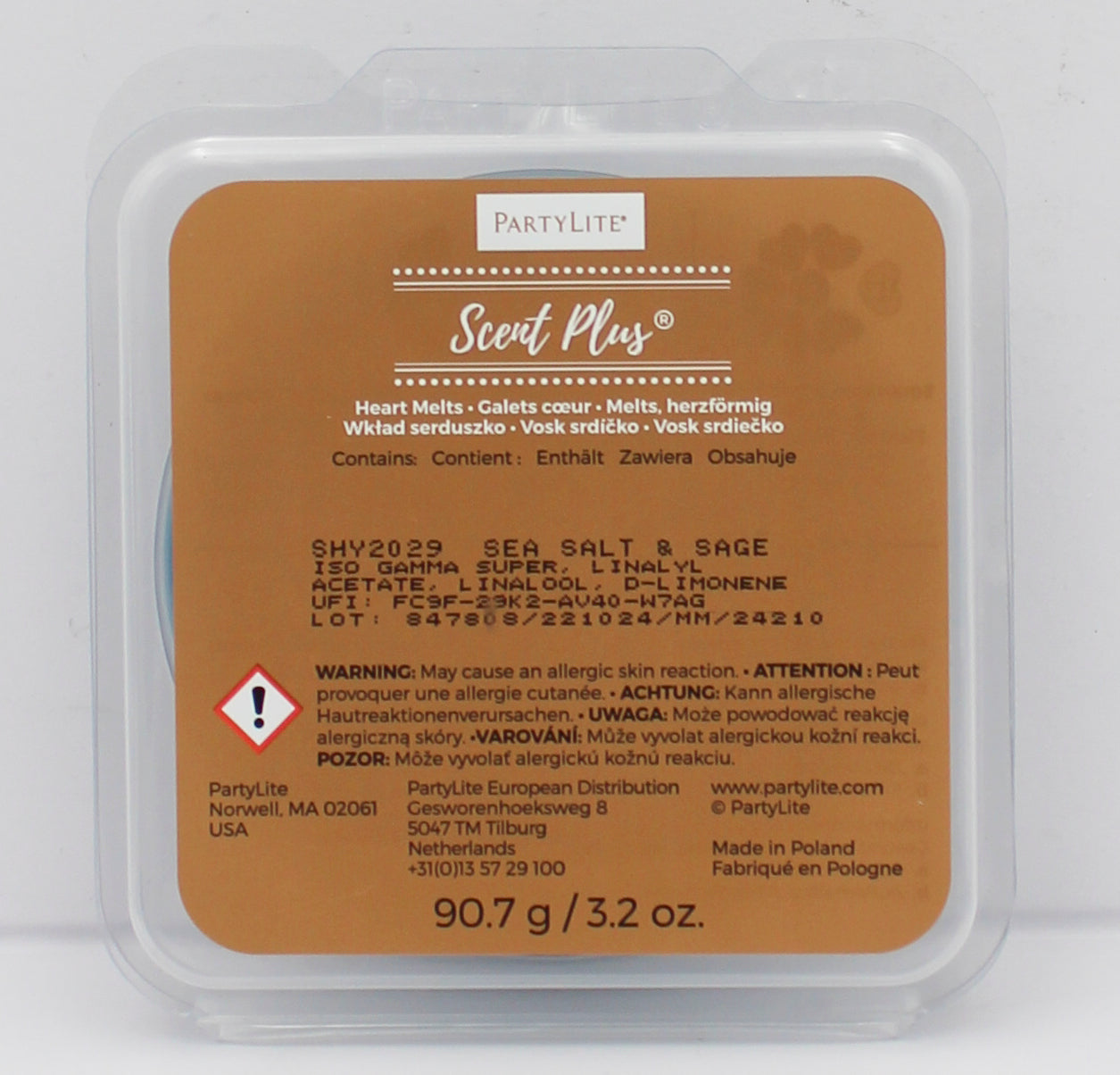 PARTYLITE SEA SALT & SAGE SCENT PLUS HEART MELTS