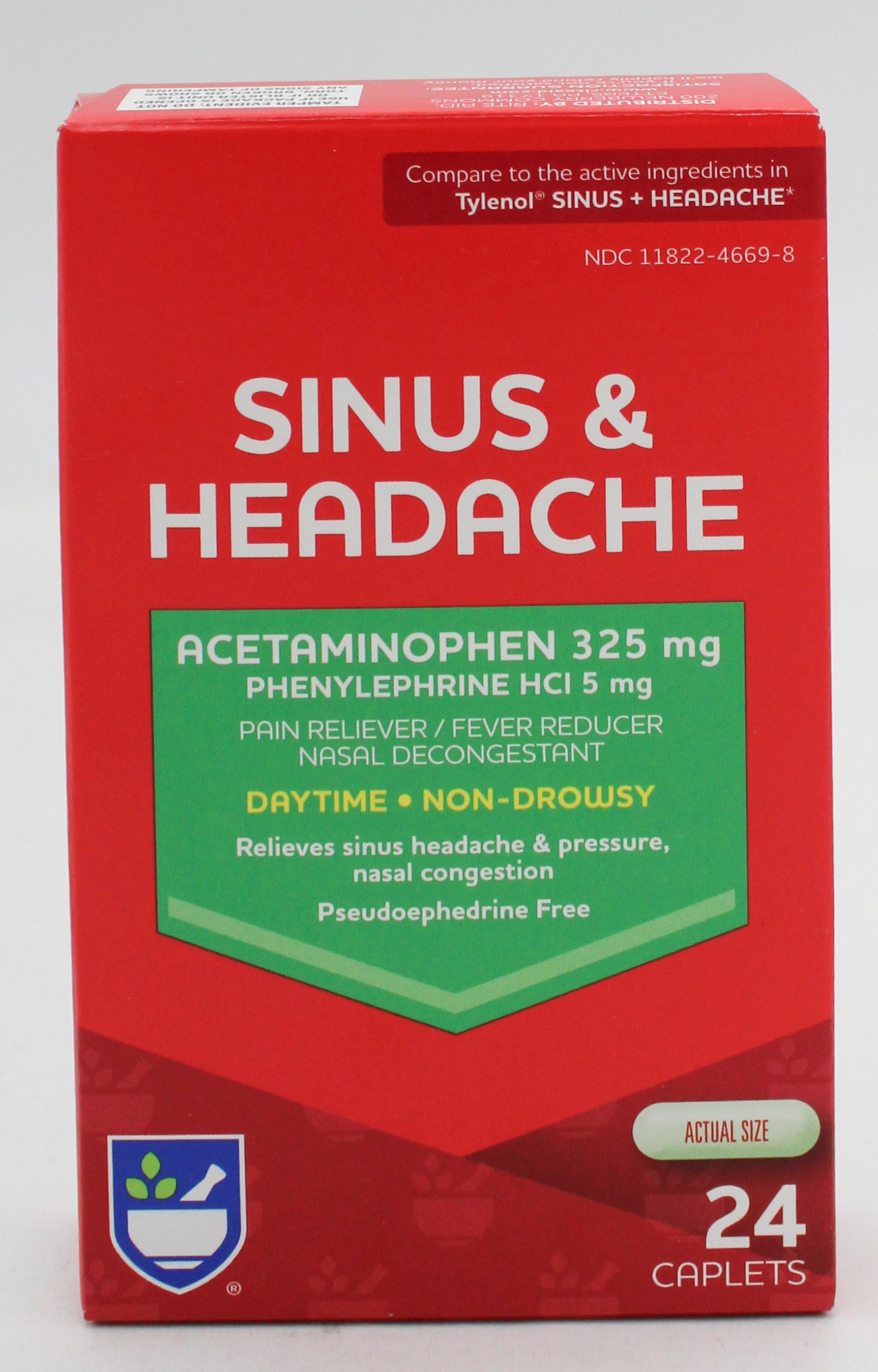RITE AID PAIN & SINUS RELIEF CAPLETS 24ct EXP 2/15/2027 COMPARES TO Tylenol