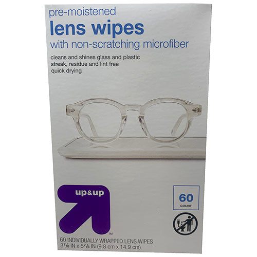 UP&UP PRE-MOISTENED LENS WIPES 60CT