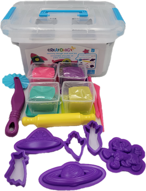 CREATOLOGY DOUGH 14PC PLAY SET SPACE (4CT-2oz DOUGH+ TOOLS)