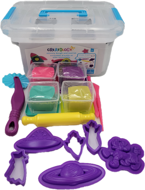 CREATOLOGY DOUOGH 14PC PLAY SET SPACE (4CT-2oz DOUGH+ TOOLS)