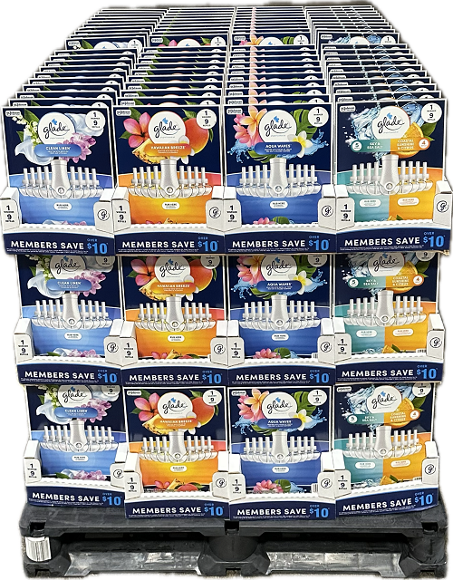 GLADE PLUGINS SCENTED OIL WARMER + 9 REFILLS 0.67floz MIXED PALLET US