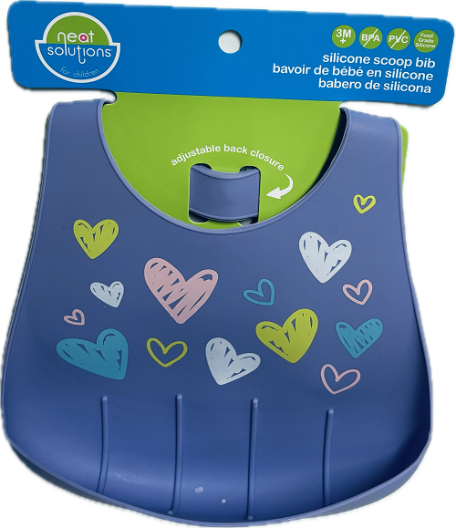 NEAT SOLUTIONS GIRL HEARTS SILICONE BIB PURPLE NI