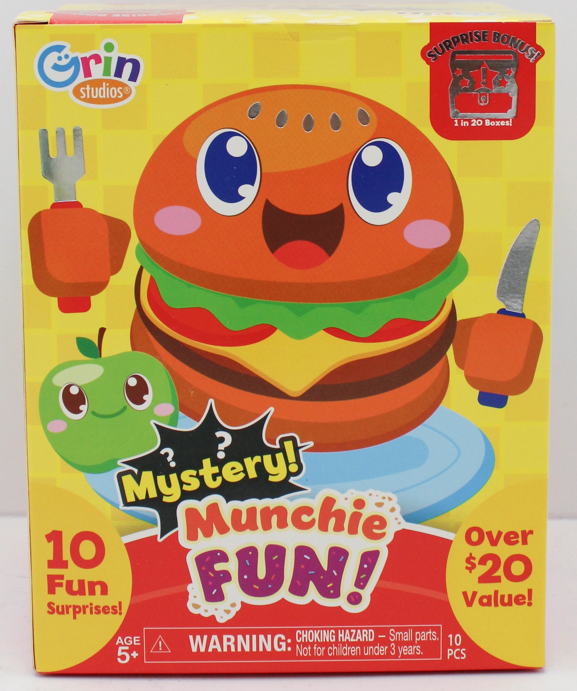 GRIN MUNCHIE FUN MYSTERY TOY BOX 5.5in x 5.5in x 7in