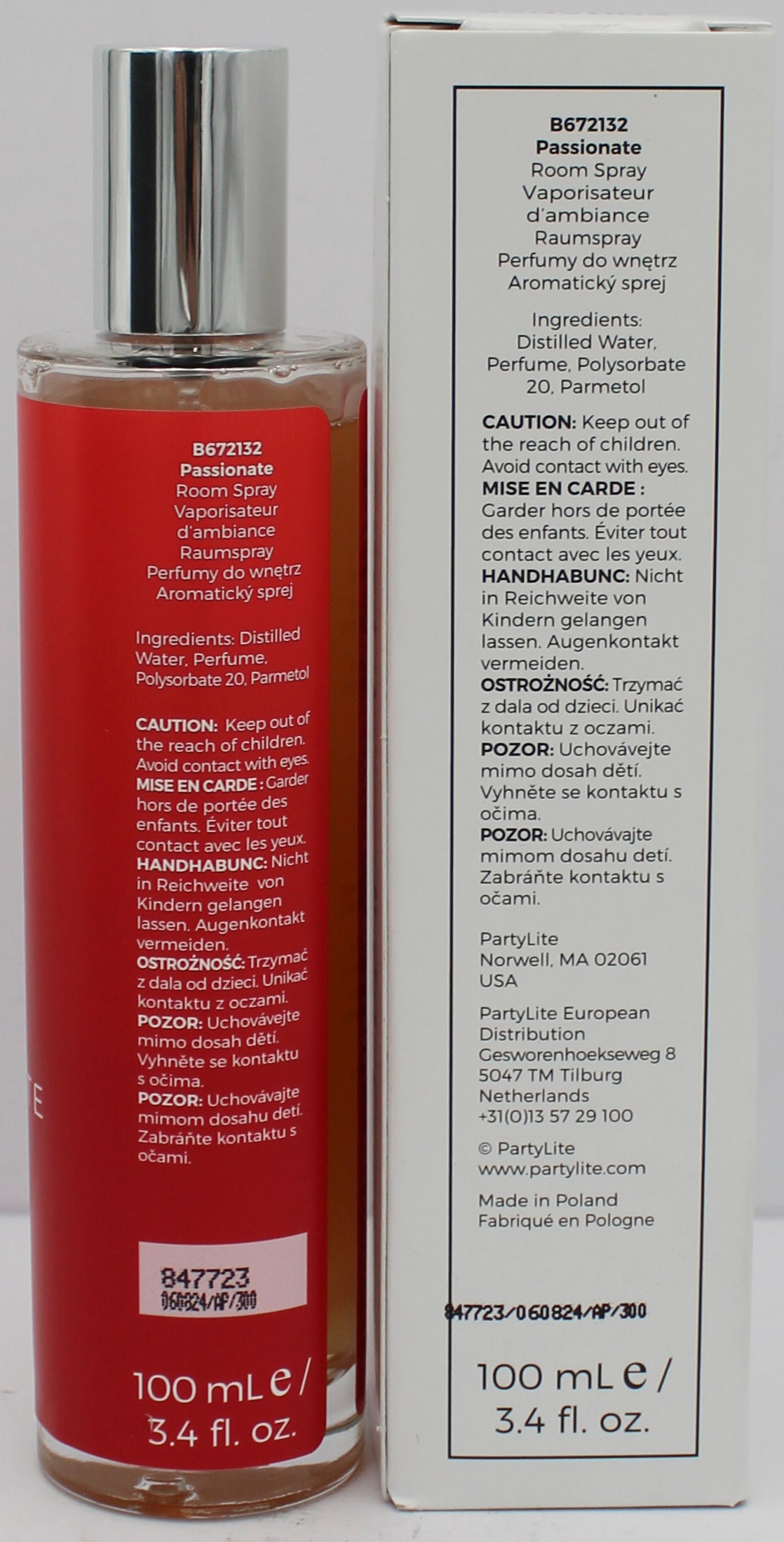 PARTYLITE PASSIONATE ROOM SPRAY (MOOD) 3.4oz