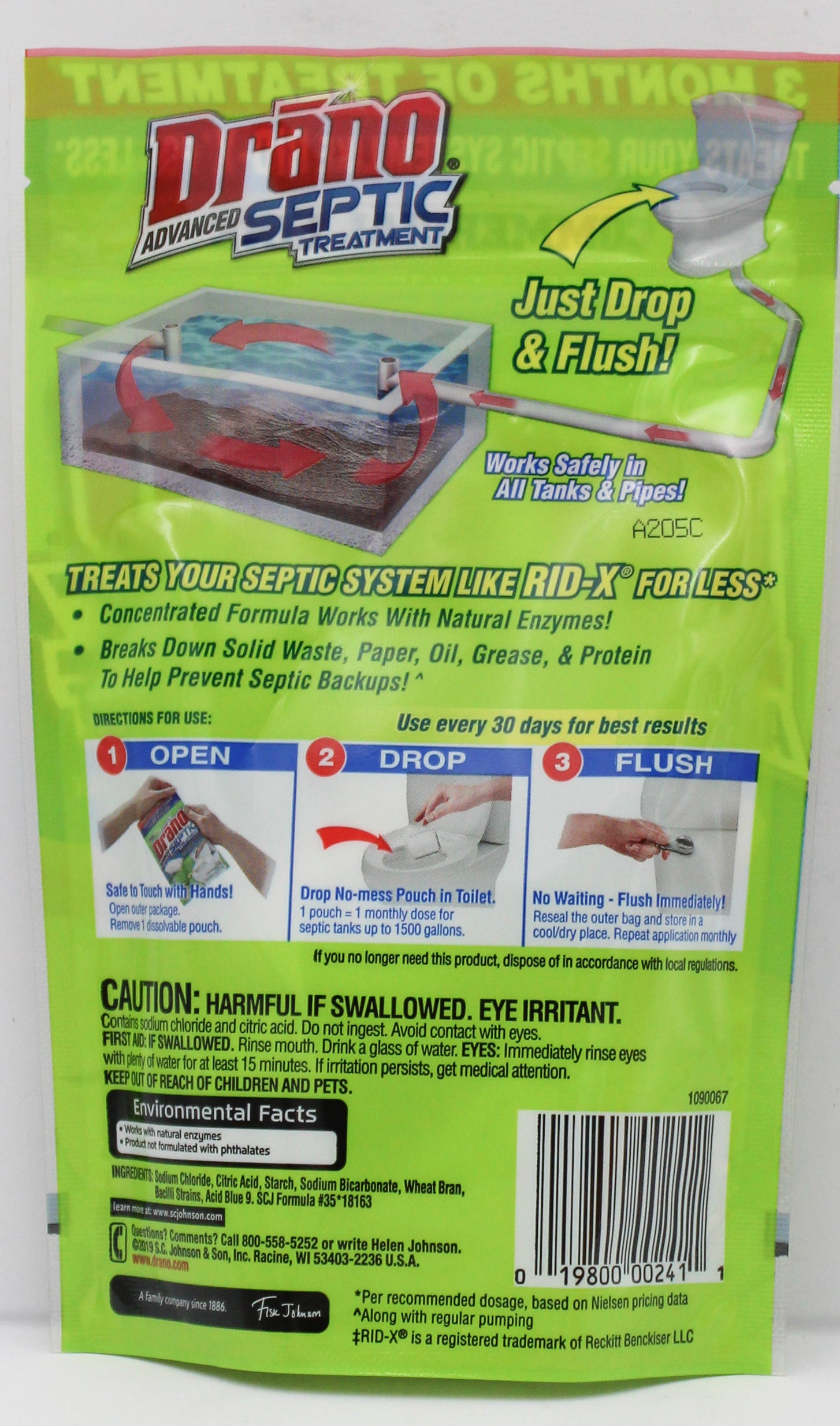 DRANO ADVANCED SEPTIC TREATMENT DISSOLVABLE POUCHES 3ct US