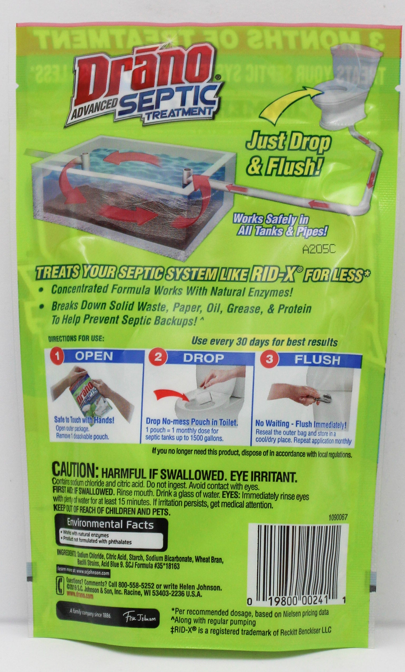 DRANO ADVANCED SEPTIC TREATMENT DISSOLVABLE POUCHES 3ct US