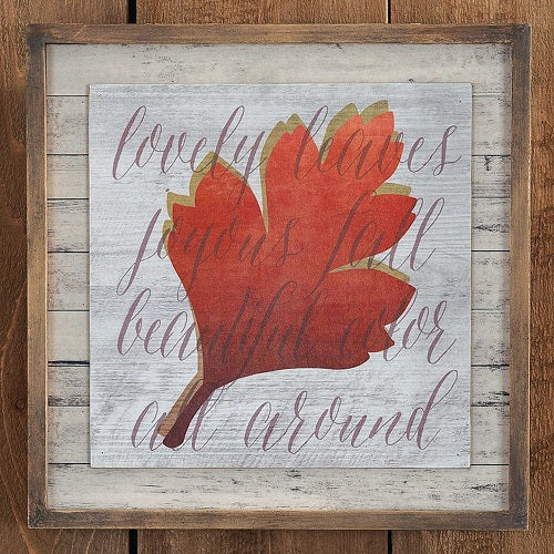 LOVELY LEAVES WOOD SIGN 11.75"L x 1.5"W x 15.75"H