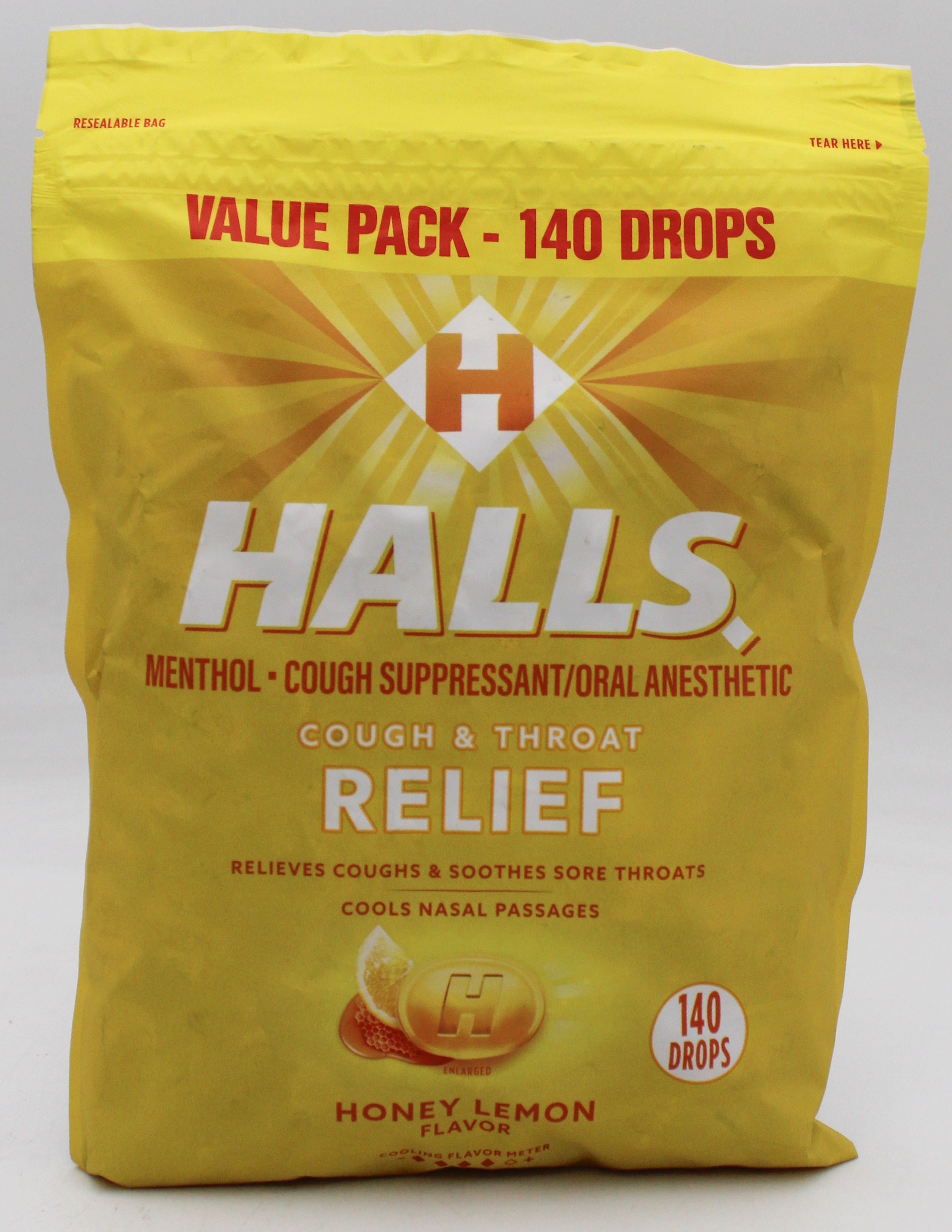 HALLS HONEY-LEMON BAG 140 pc  exp 3/15/26