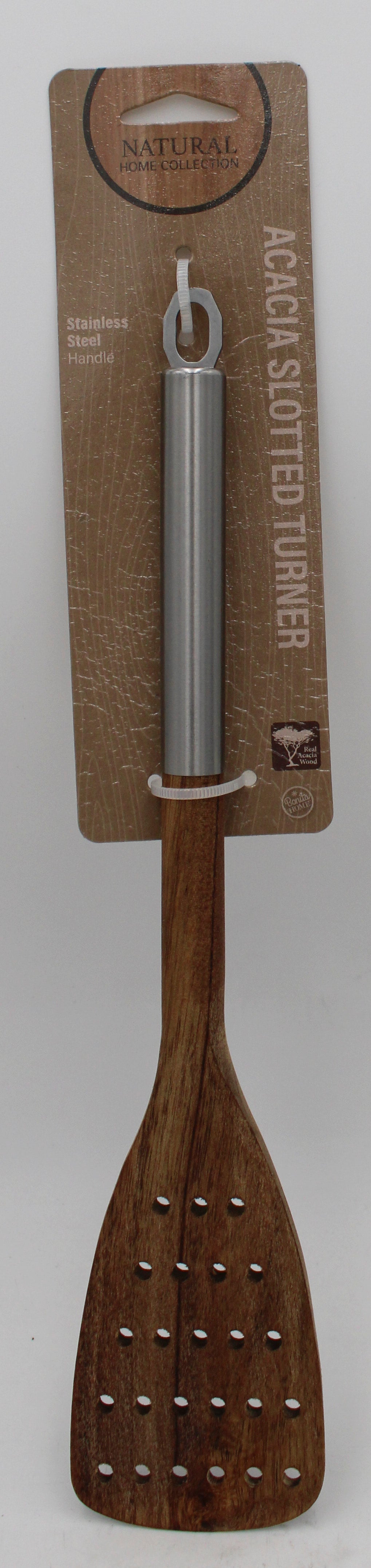 13in Acacia Slotted Turner SS Handle