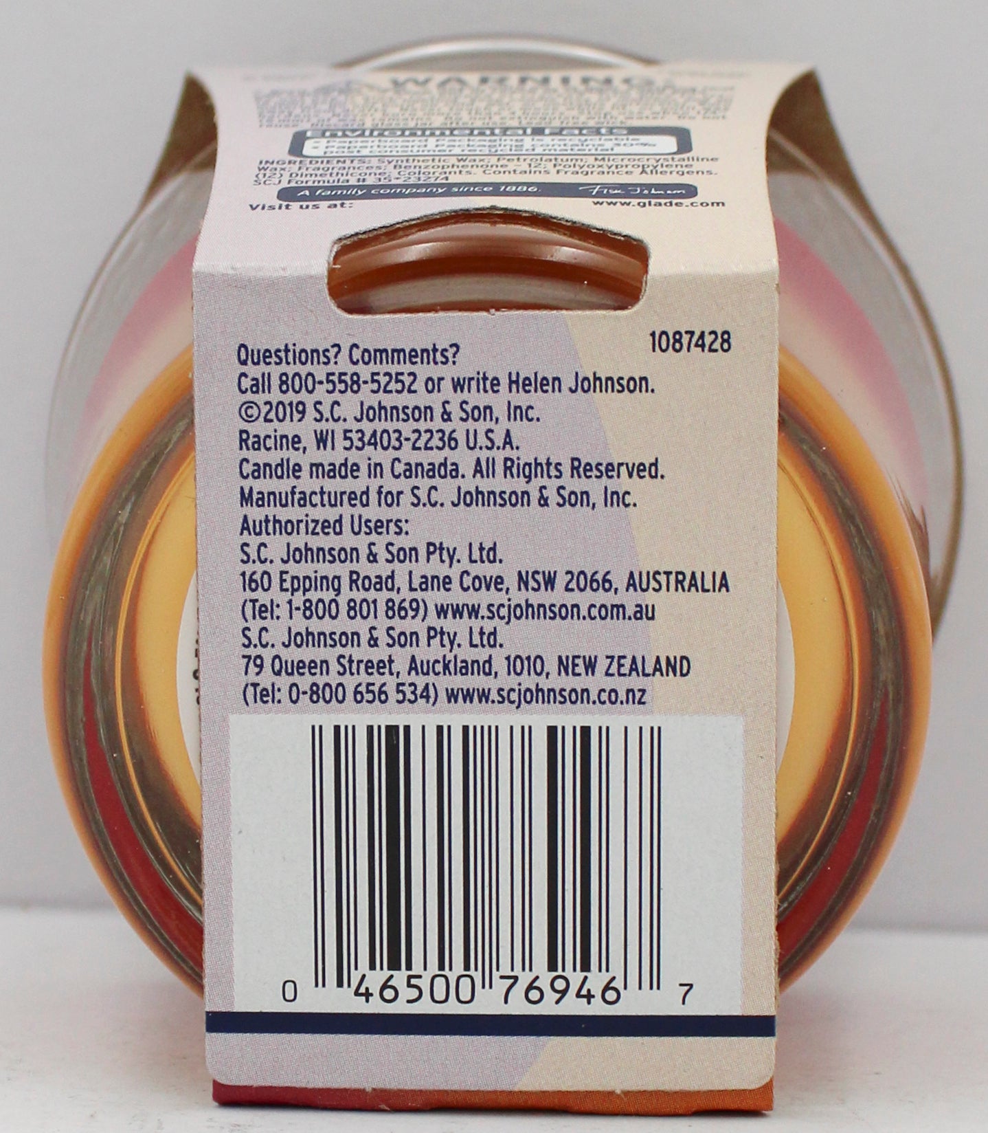 GLADE 2 IN 1 CANDLE VANILLA PASSION FRUIT + HAWAIIAN BRREZE 3.4oz