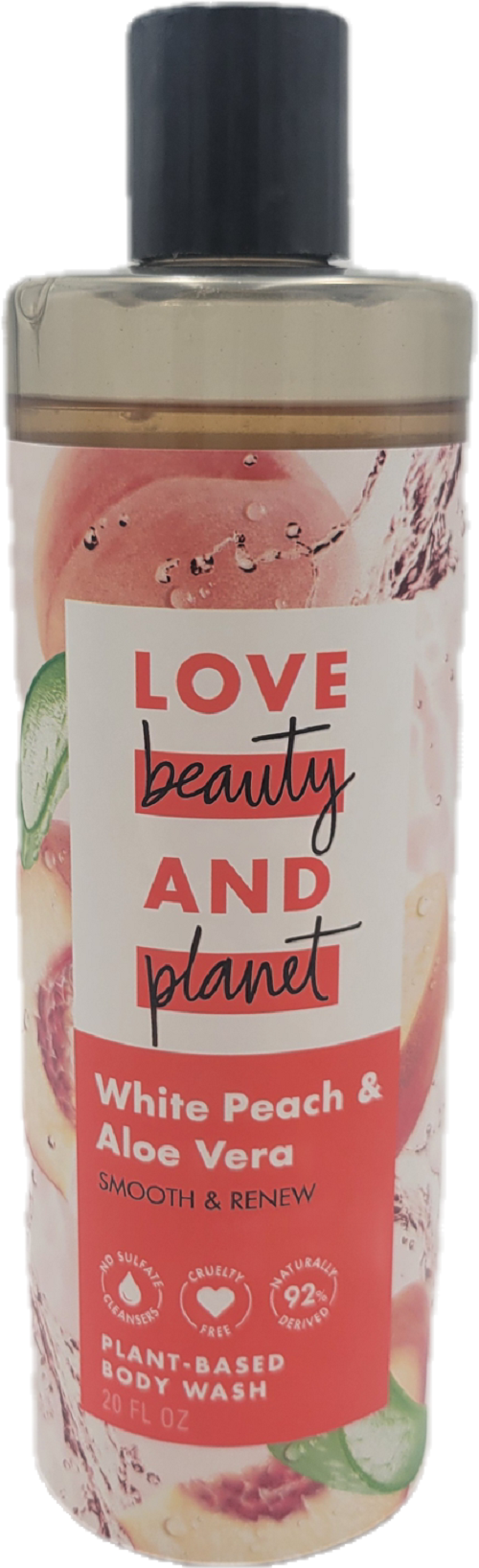 LOVE BEAUTY PLANET BODY WASH WHITE PEACH 20oz
