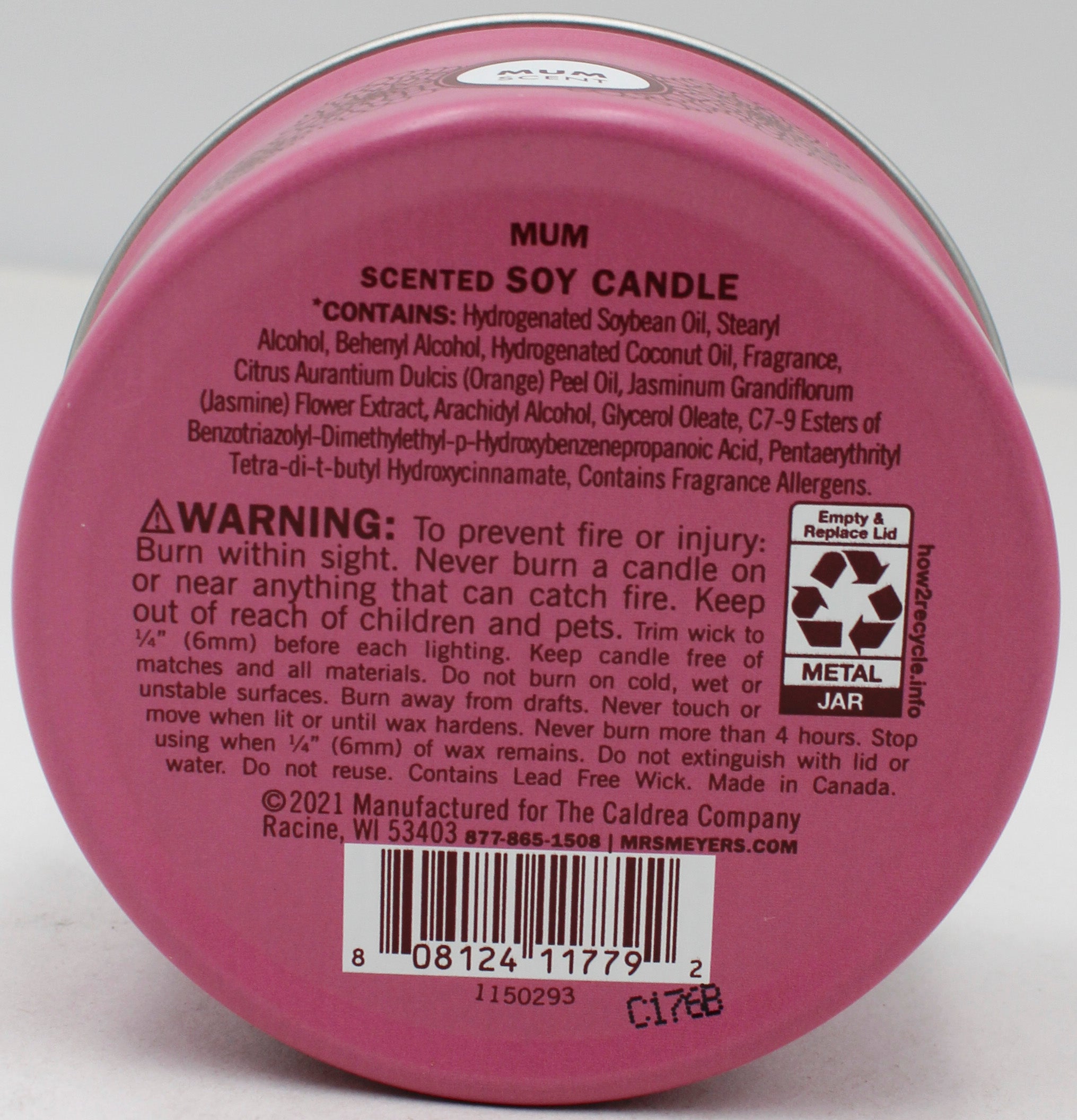 MRS MEYERS TIN CANDLE MUM 2.9 oz