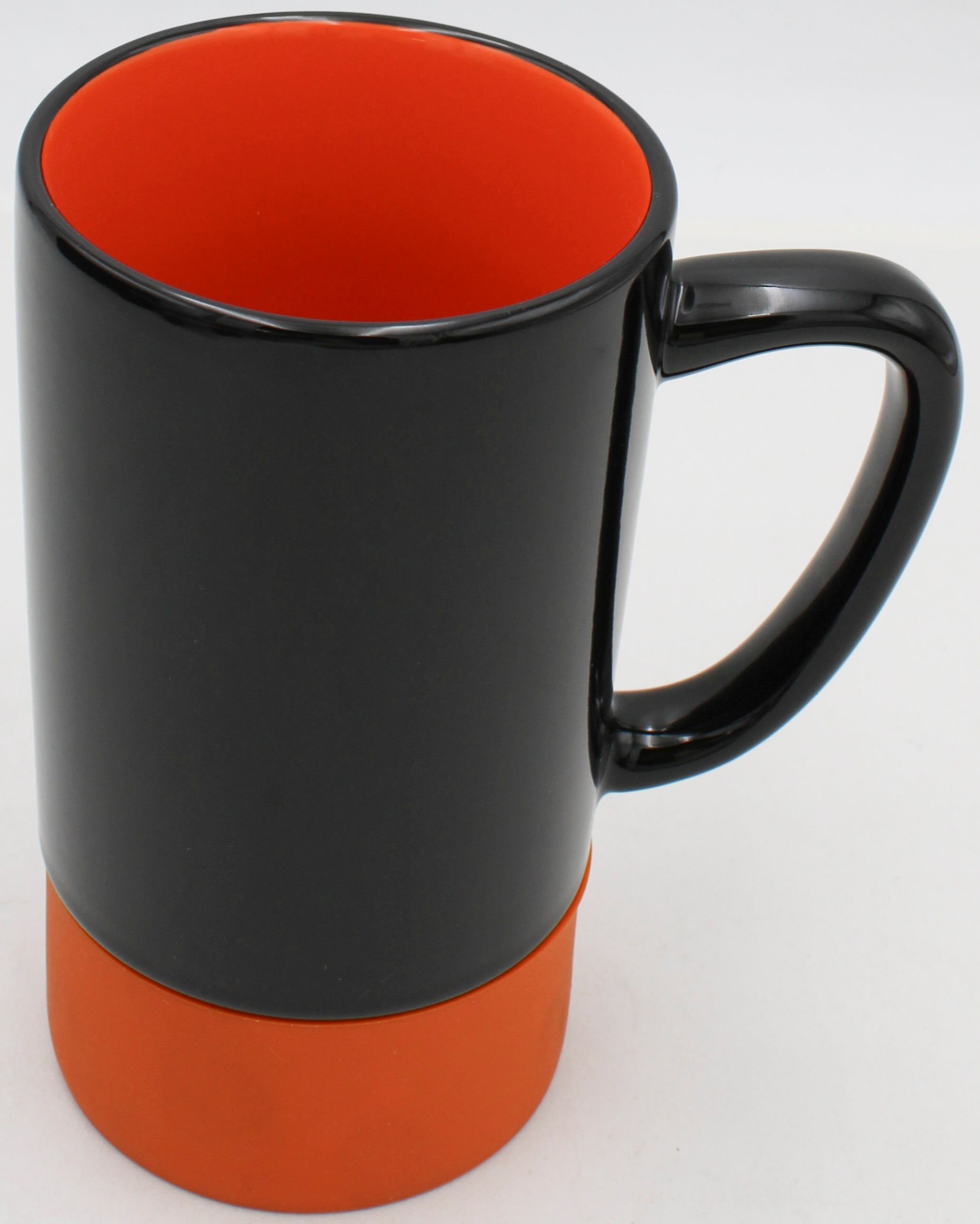 16OZ CERAMIC COASTER MUG, BLACK - INNER COLOR ORANGE