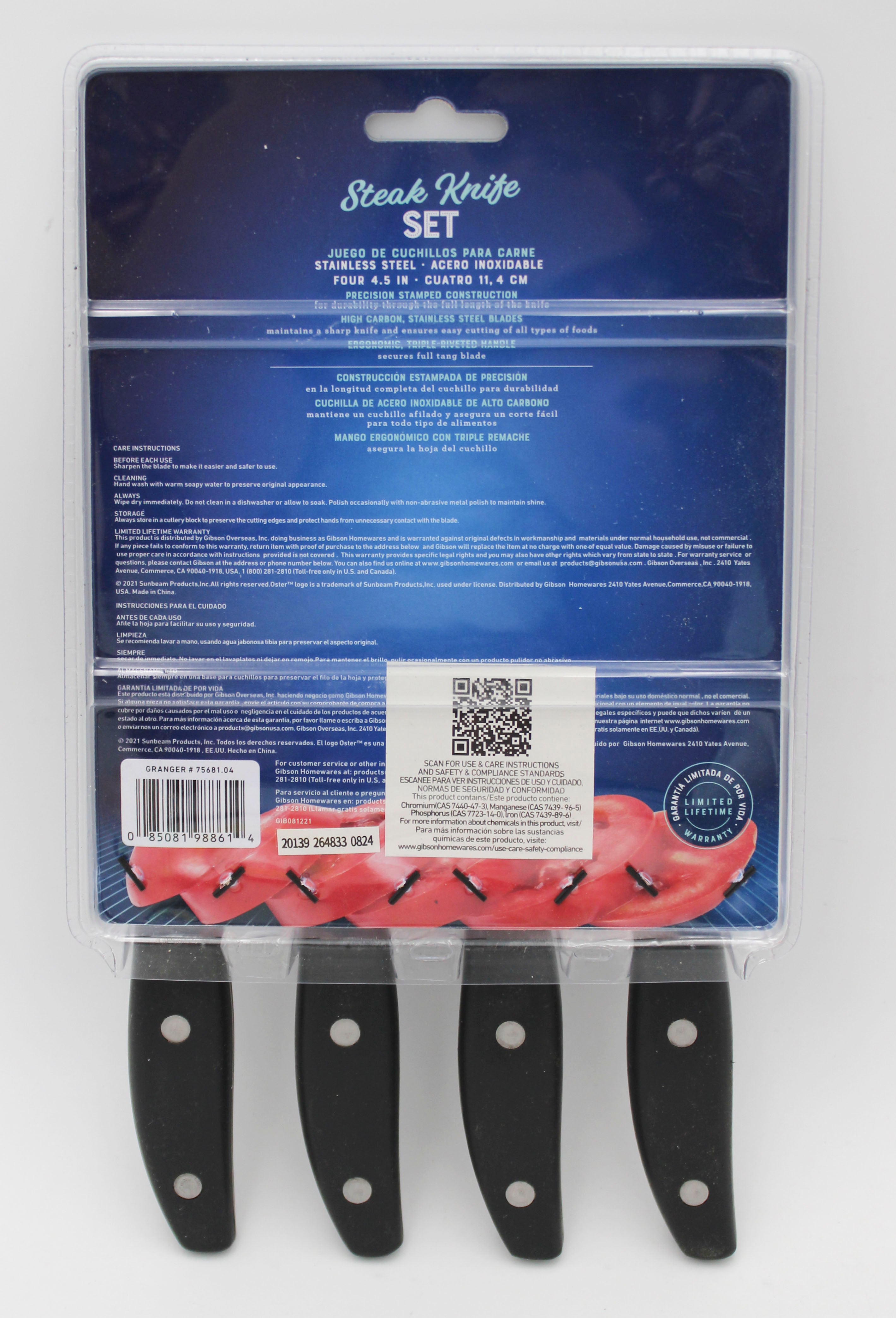 OSTER GRANGER 4PK 4.5IN SS STEAK KNIFE SET NI