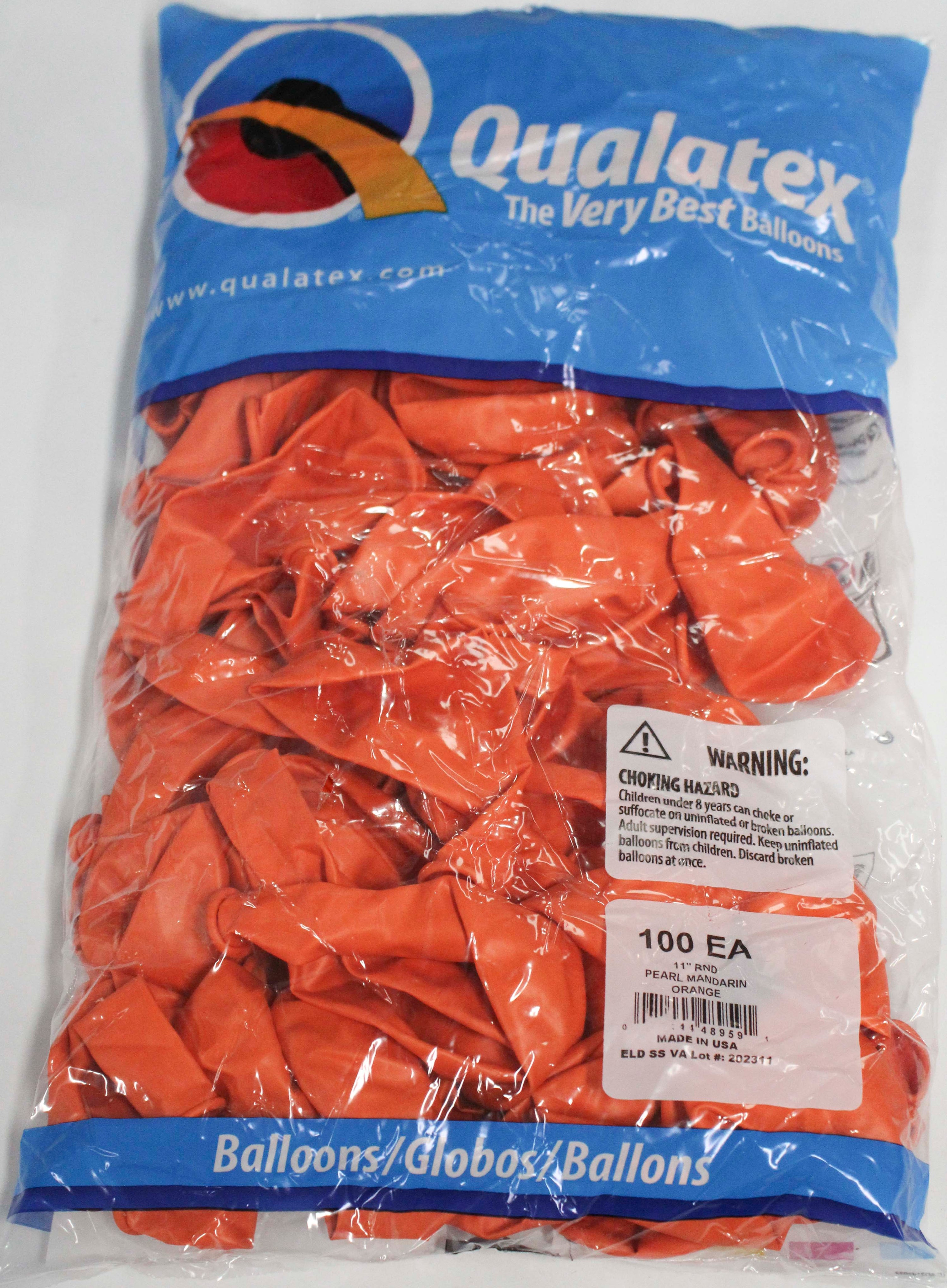 11" ROUND QX LATEX BALLOON 100CT PEARL MANDARIN ORANGE