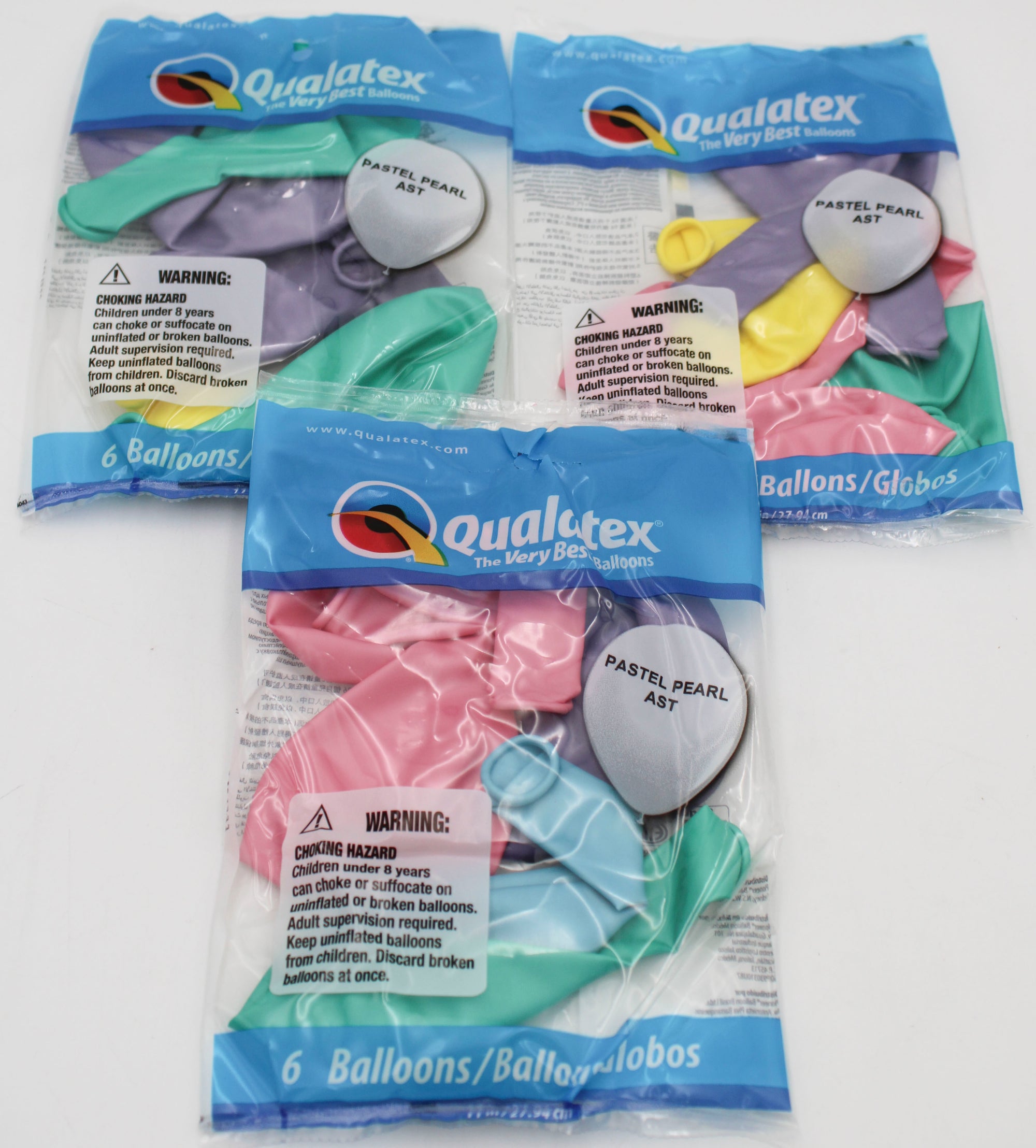 QX 11" R PARTY BALLOON 6CT PASTEL PEARL AST