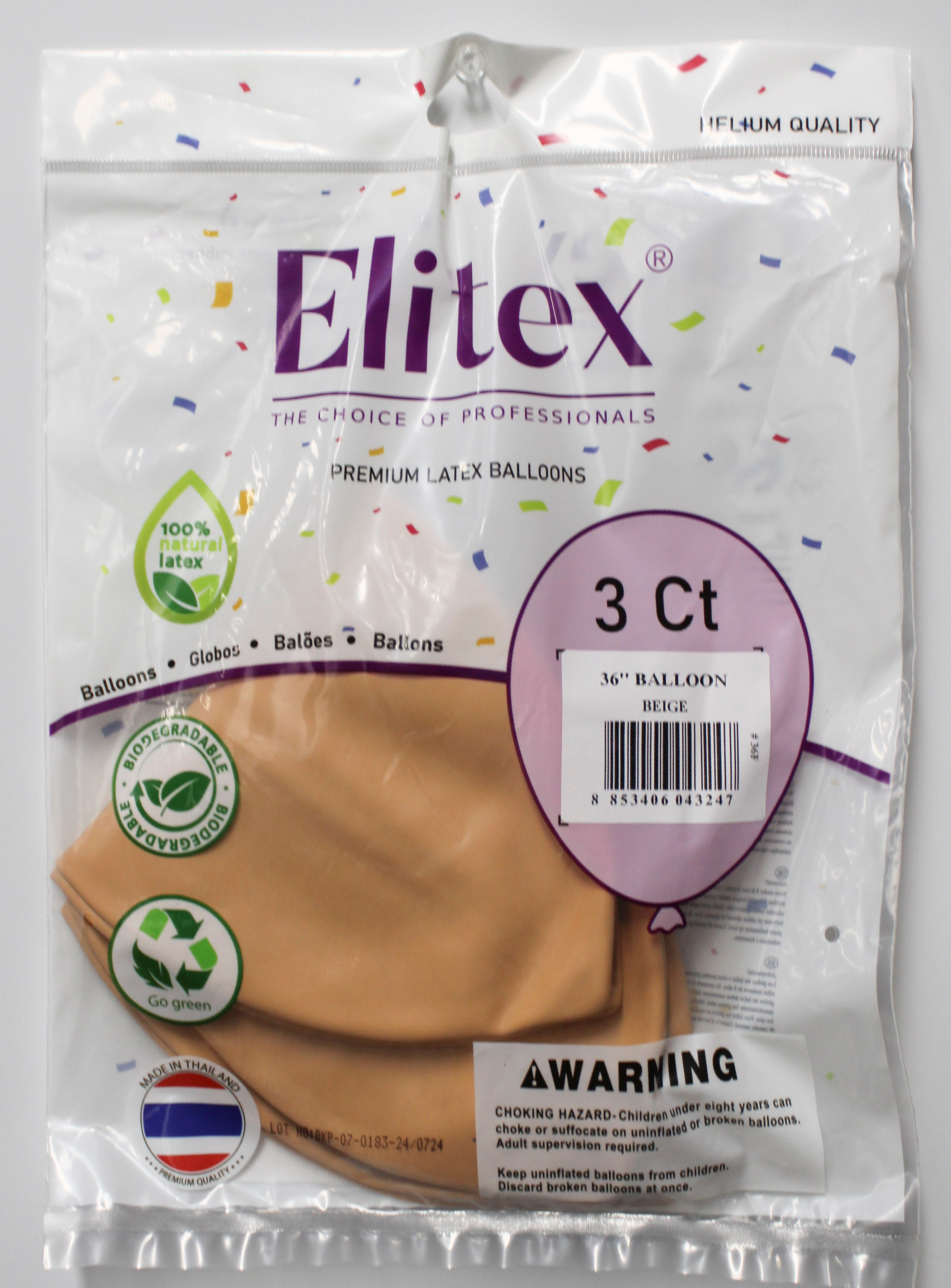 ELITEX 36" PASTEL BEIGE ROUND BALLOON, 3 PACK