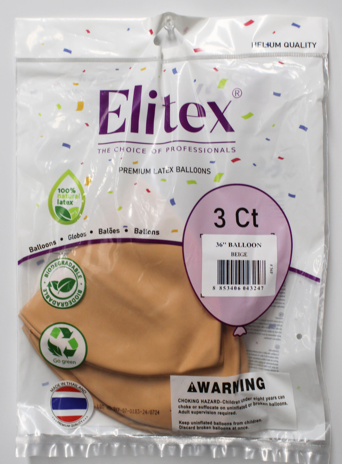ELITEX 36" PASTEL BEIGE ROUND BALLOON, 3 PACK