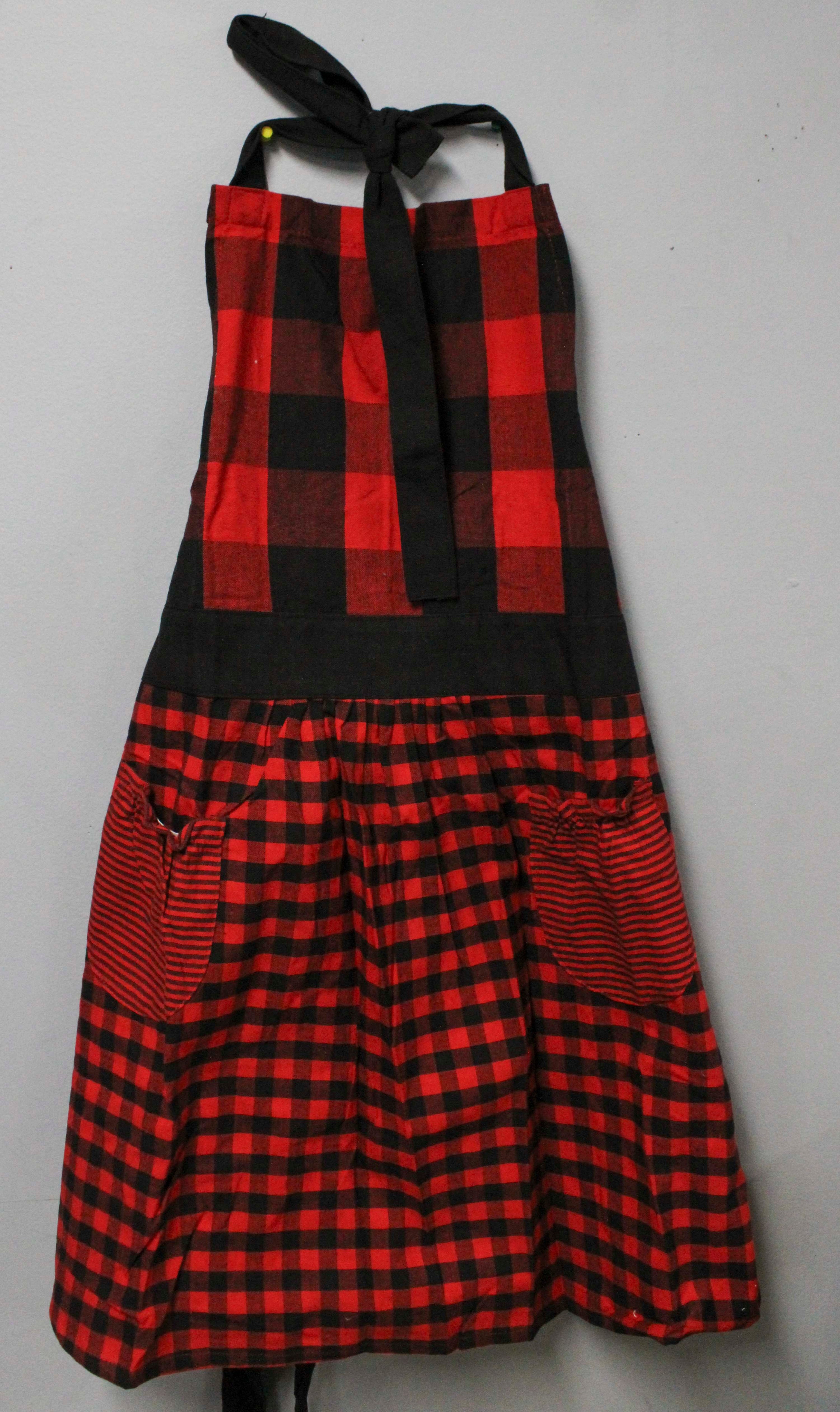 APRON- RED/BLACK GINGHAM