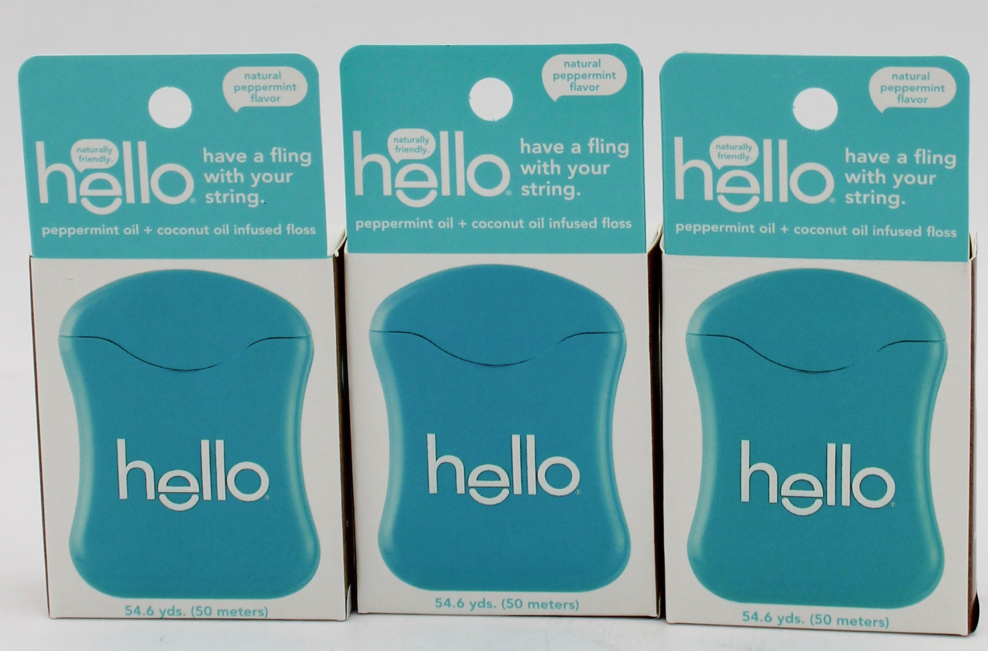 3 PACK HELLO PEPPERMINT + COCONUT OIL FLOSS 54.6yrd NI