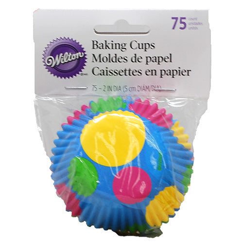 WILTON BAKING CUPS 2"/75CT-RETRO DOTS.