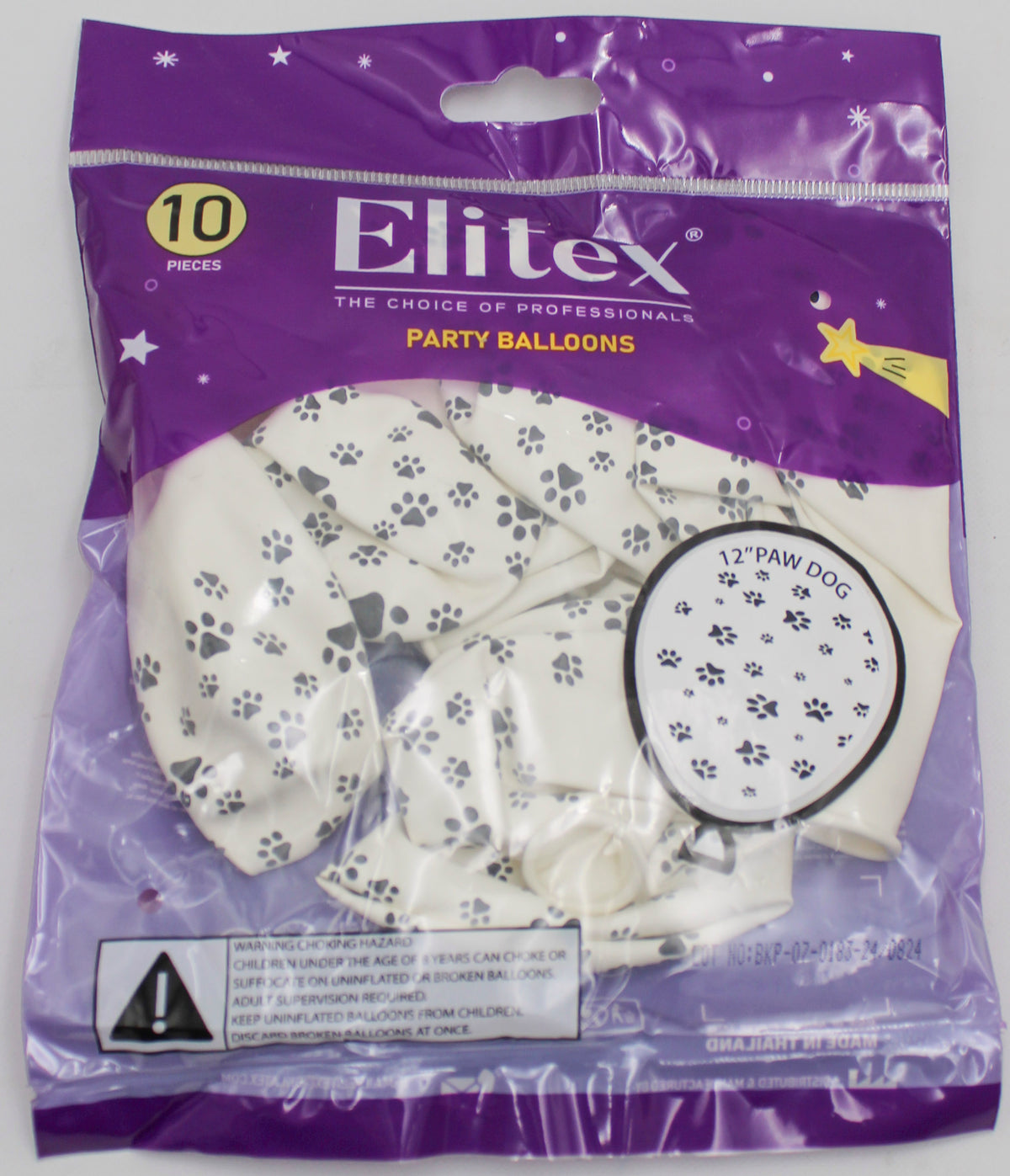 ELITEX 12" ANIMAL PAW PRINTED BALLOON, 10 PACK