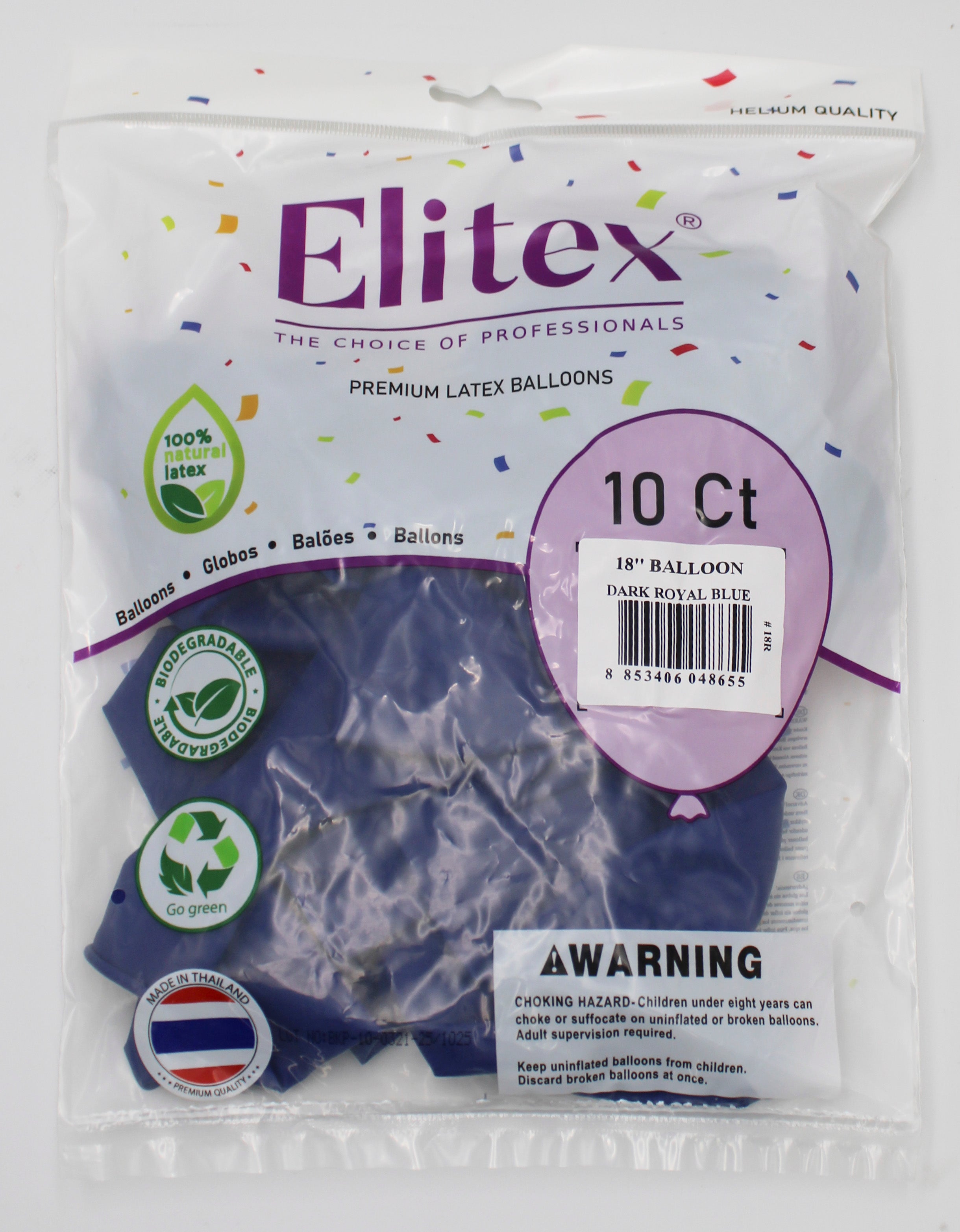 ELITEX 18" DARK ROYAL BLUE ROUND BALLOON, 10 PACK