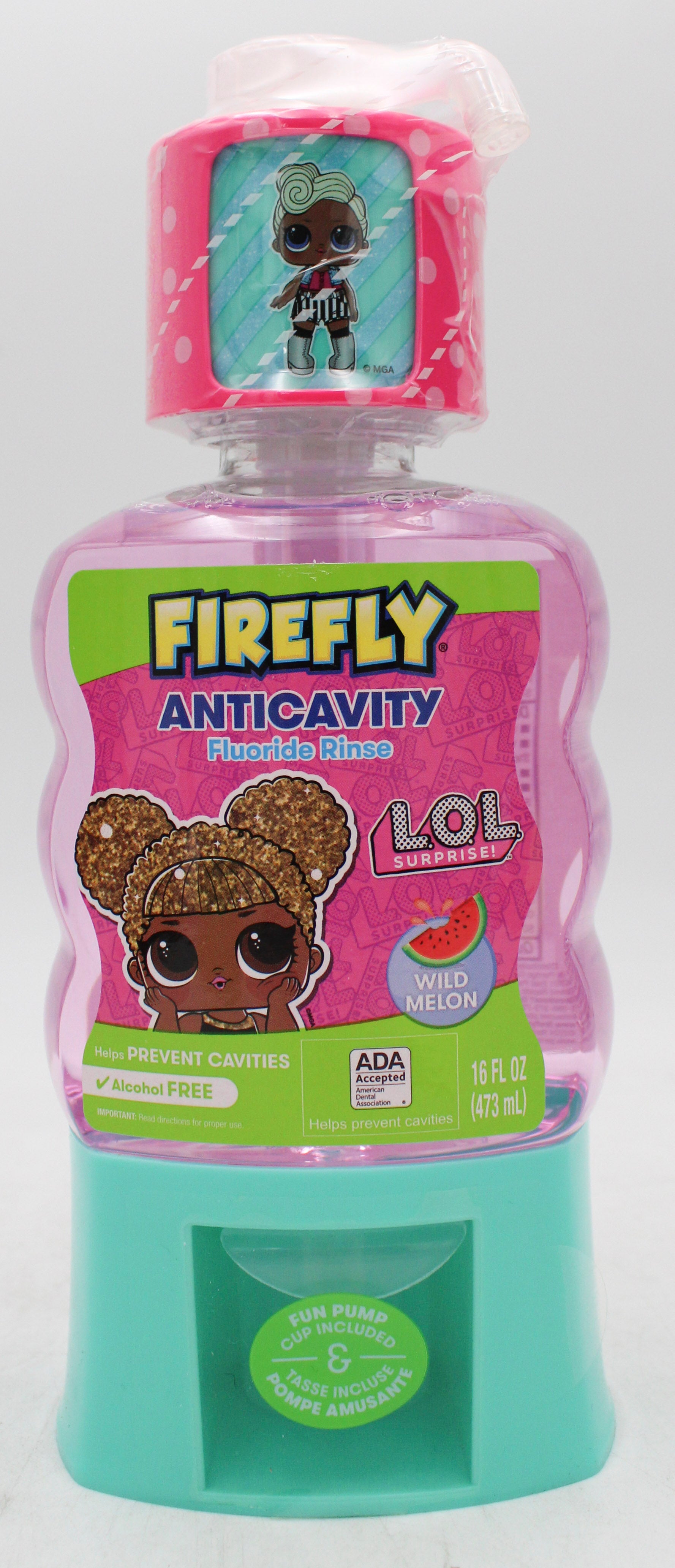 FIREFLY KIDS FLOURIDE MOUTHWASH w/PUMP L.O.L SURPRISE! - WATERMELON 16oz NI 10/31/2026