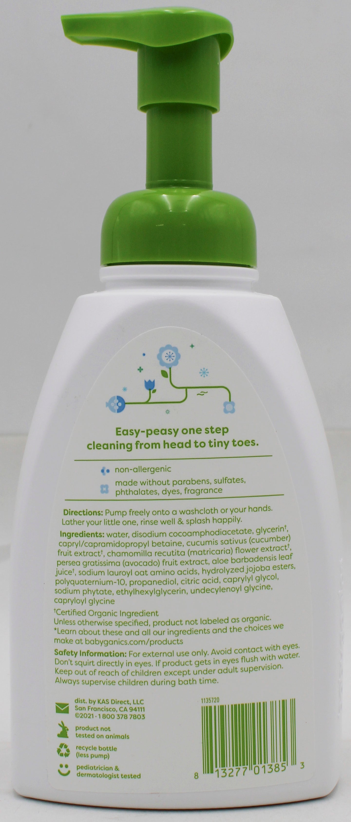 BABYGANICS FOAMING SHAMPOO/BODY WASH FRAGRANCE FREE 16oz US